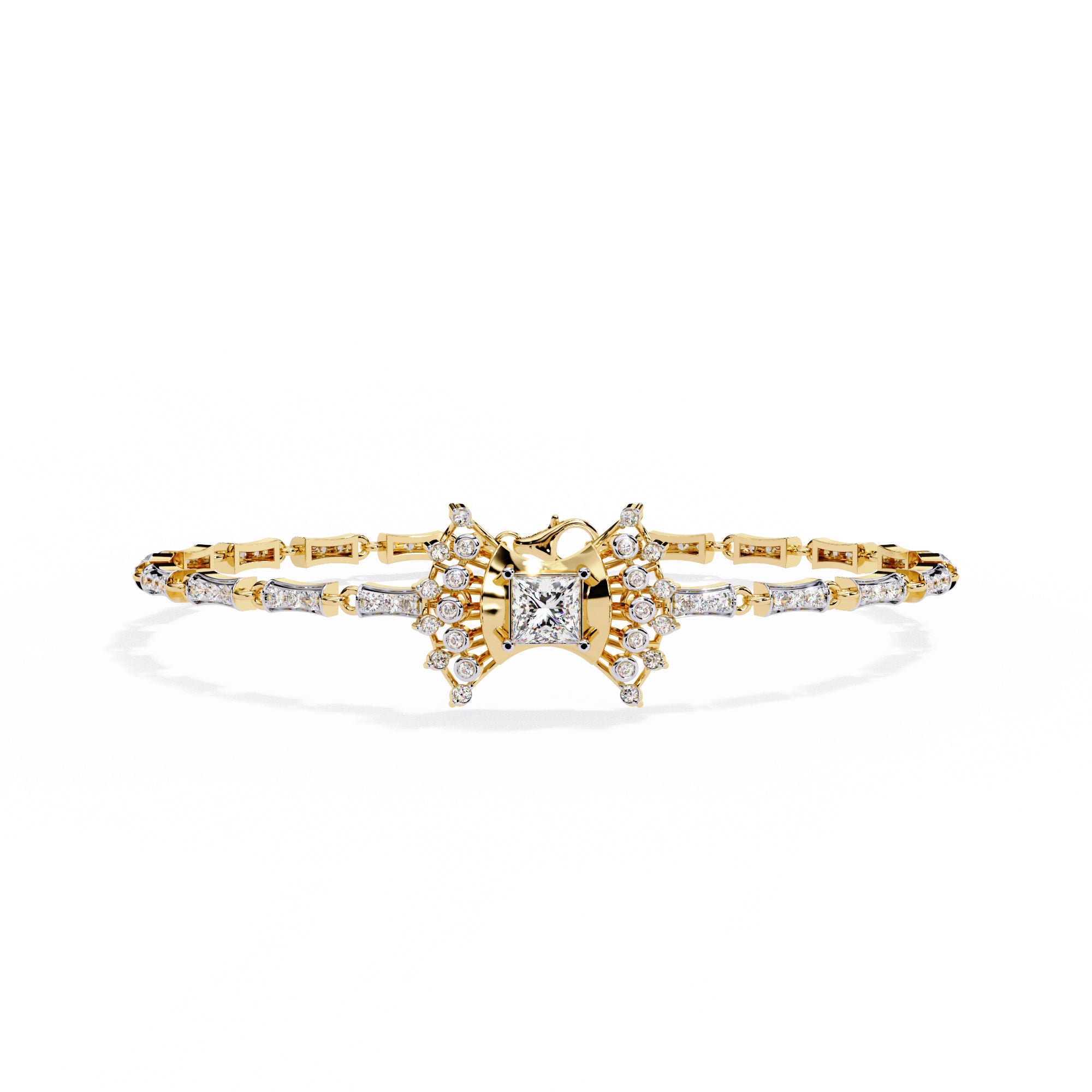 Handmade Moissanite Bangle Bracelet: 925 Sterling Silver Cuff