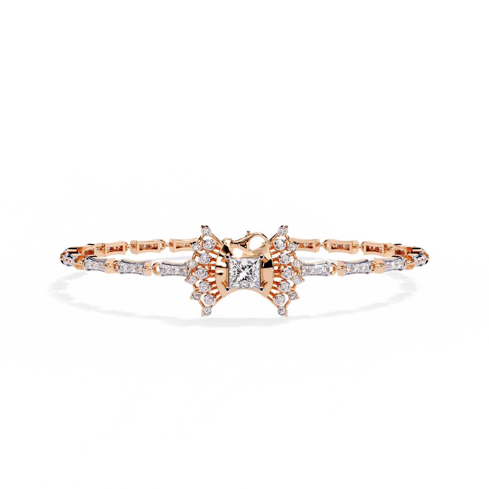 Handmade Moissanite Bangle Bracelet: 925 Sterling Silver Cuff