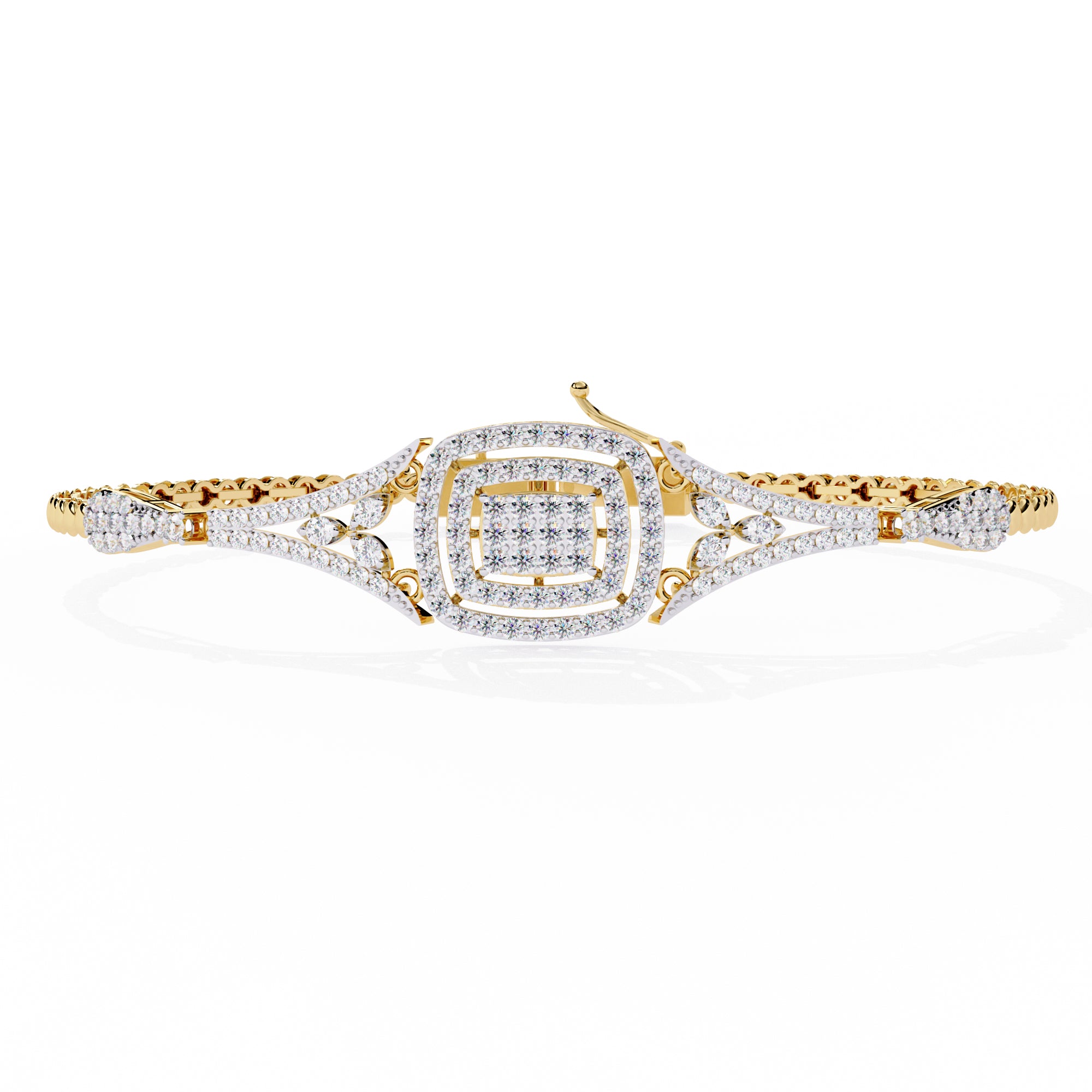 Moissanite Cuff Bracelet, Sterling Silver, Handmade Bridal Jewelry