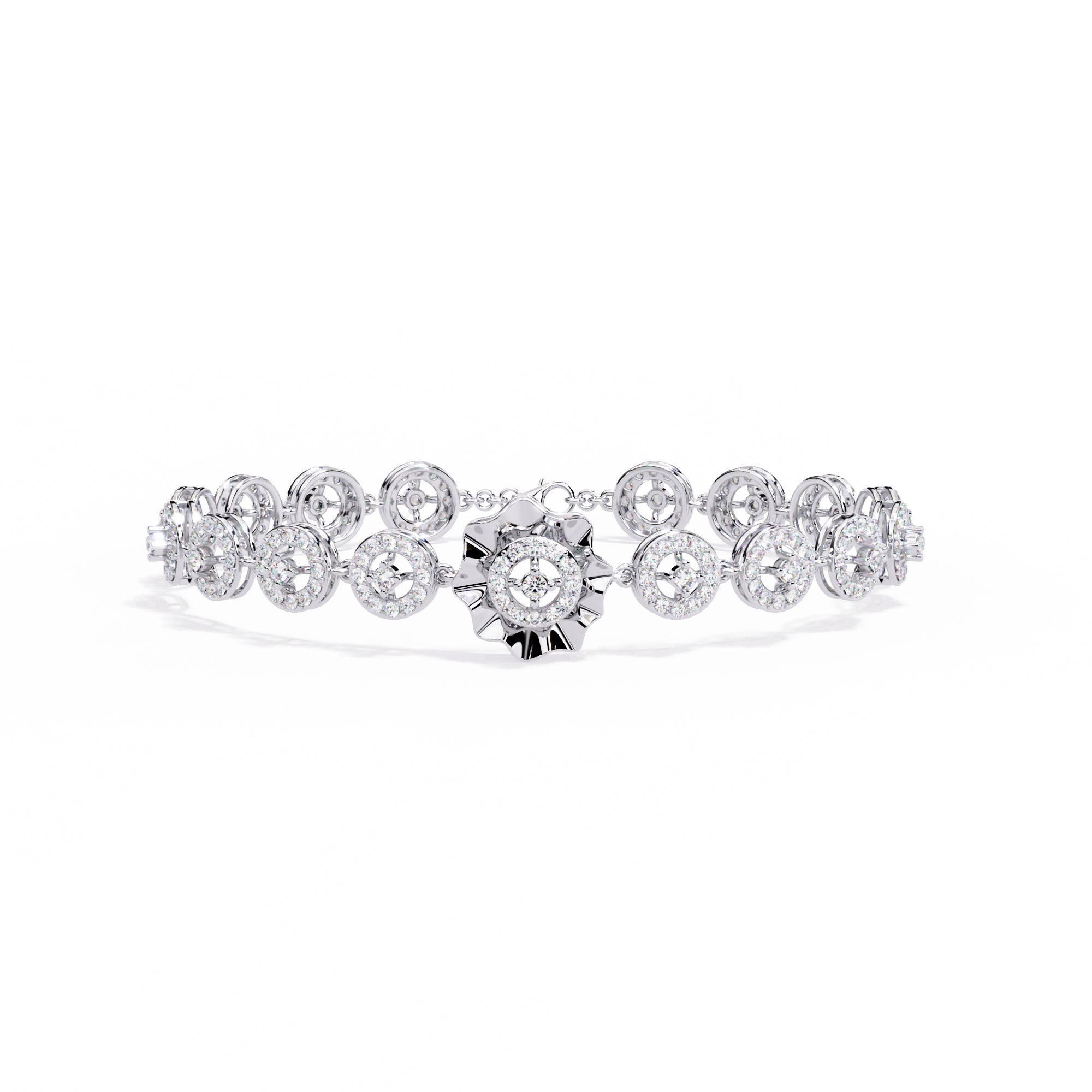 Handmade Moissanite Flower Bangle, 925 Sterling Silver Bridal Bracelet
