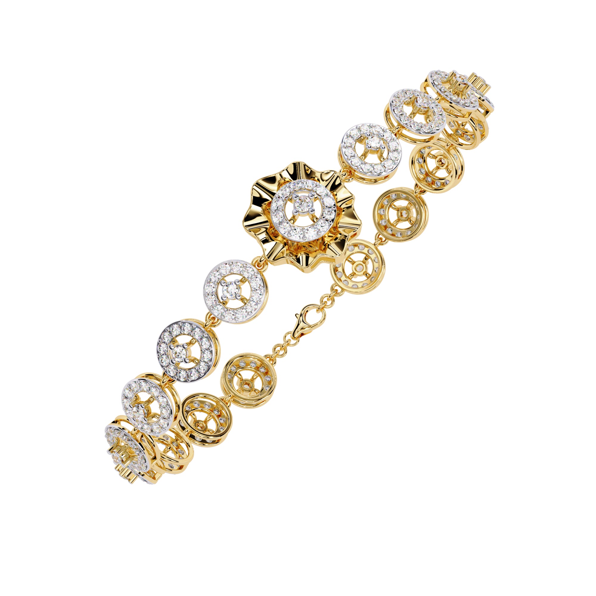 Handmade Moissanite Flower Bangle, 925 Sterling Silver Bridal Bracelet