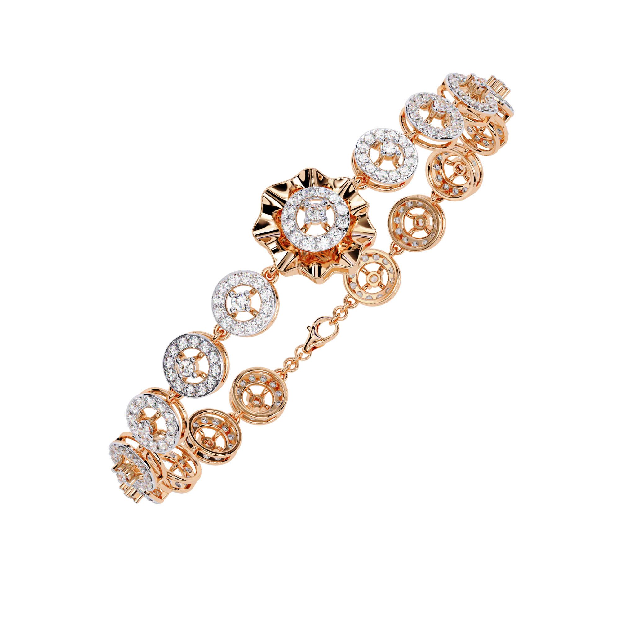 Handmade Moissanite Flower Bangle, 925 Sterling Silver Bridal Bracelet