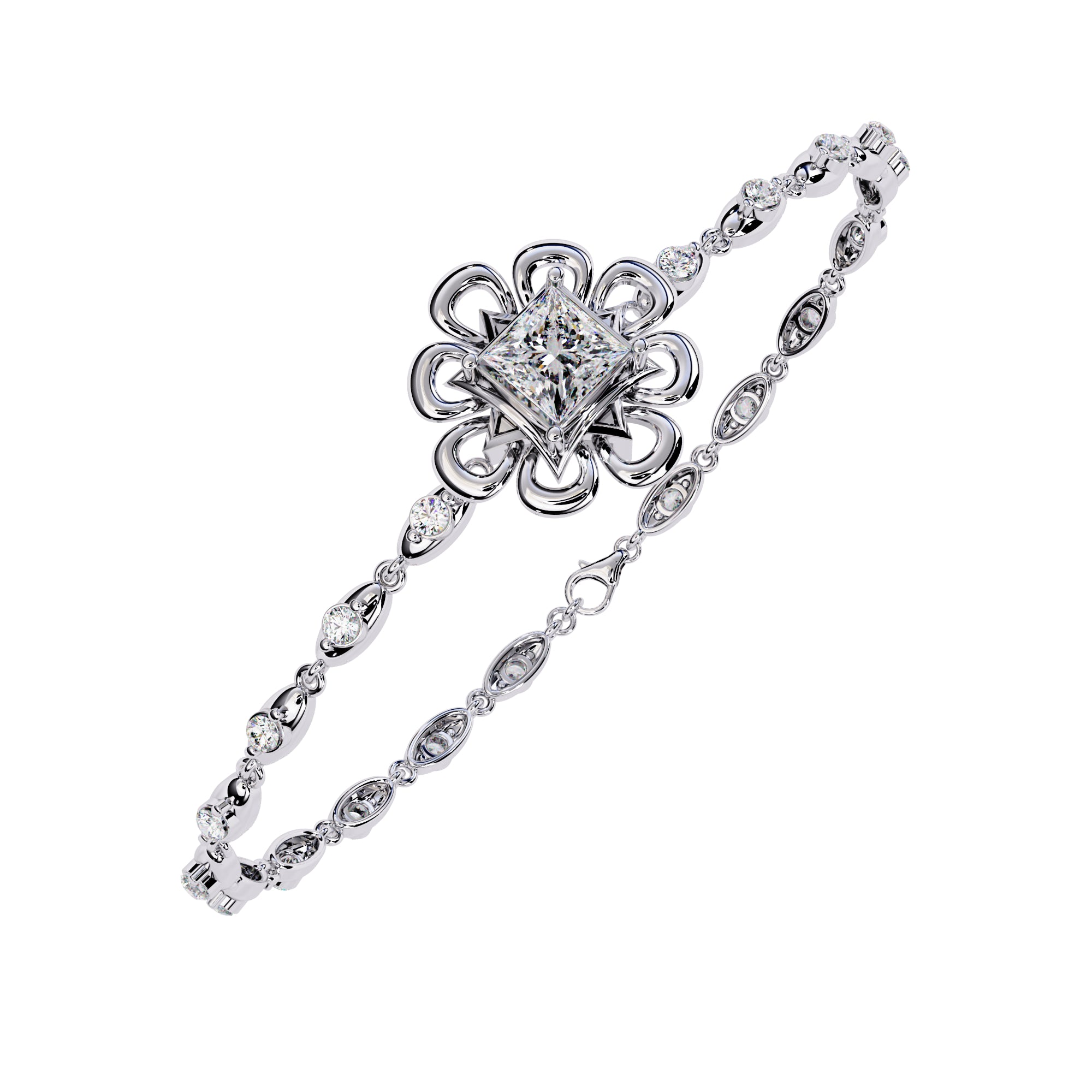 Moissanite Bangle Bracelet, 925 Sterling Silver Cuff - Handmade Jewelry