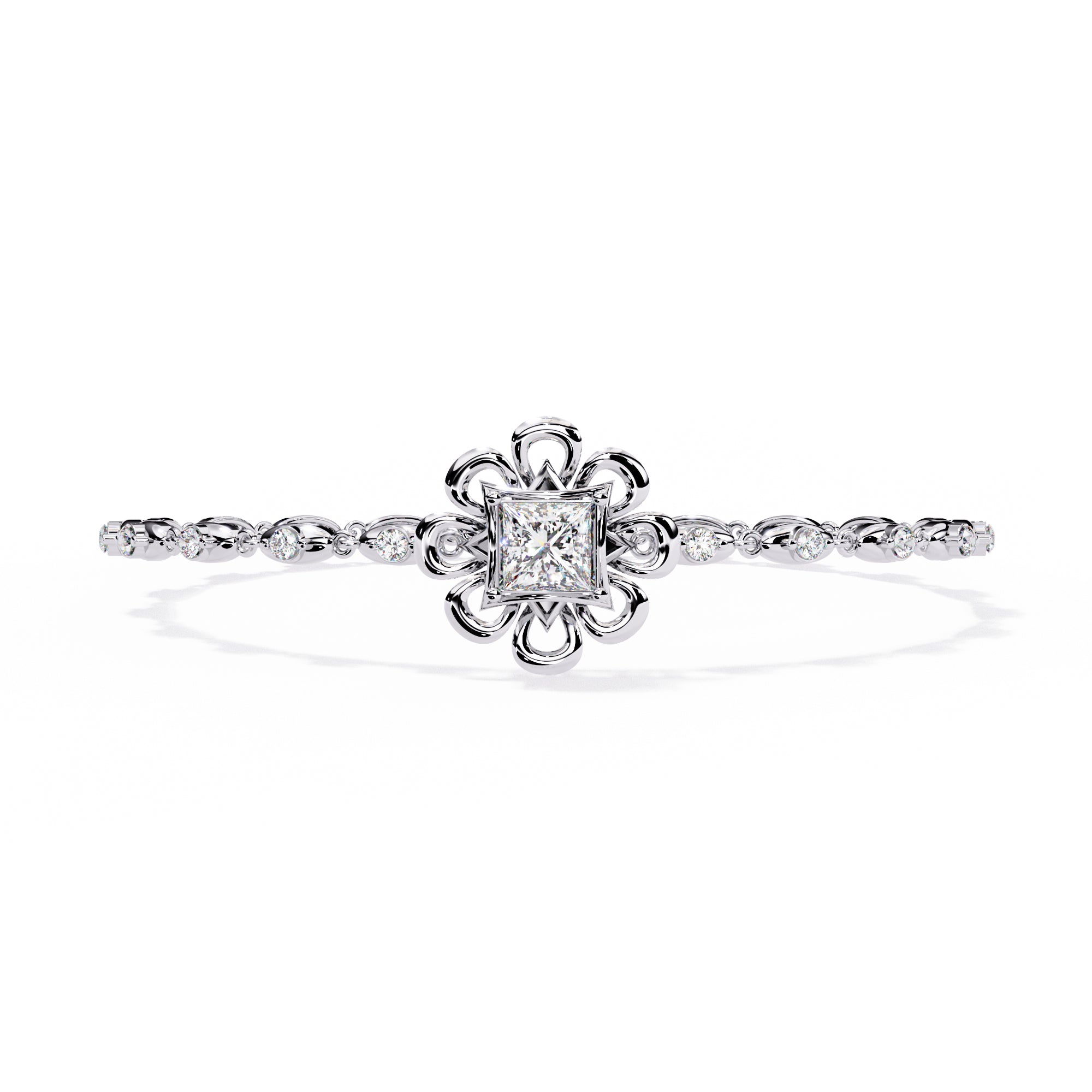 Moissanite Bangle Bracelet, 925 Sterling Silver Cuff - Handmade Jewelry