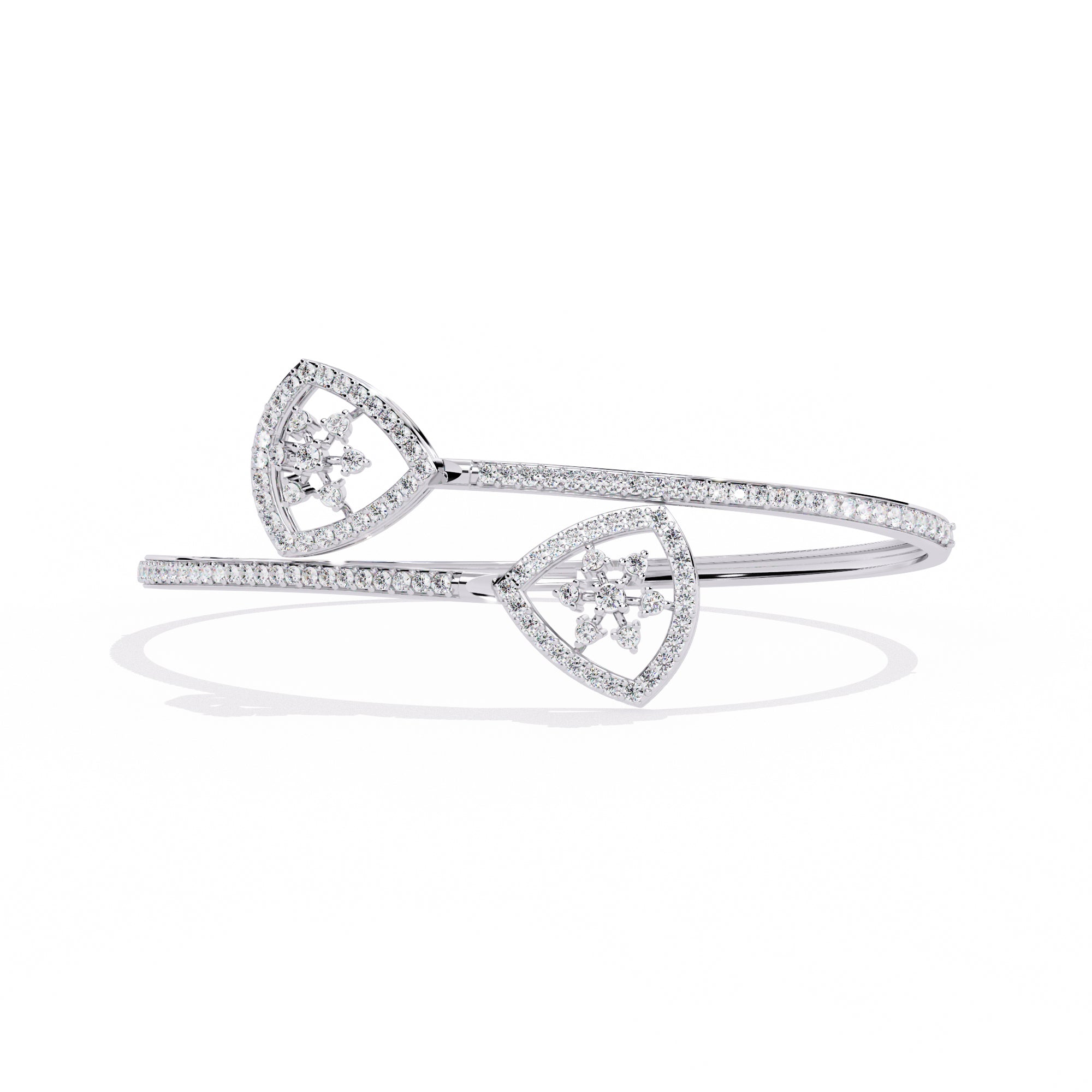 Handmade Moissanite Bangle Bracelet, 925 Sterling Silver Cuff