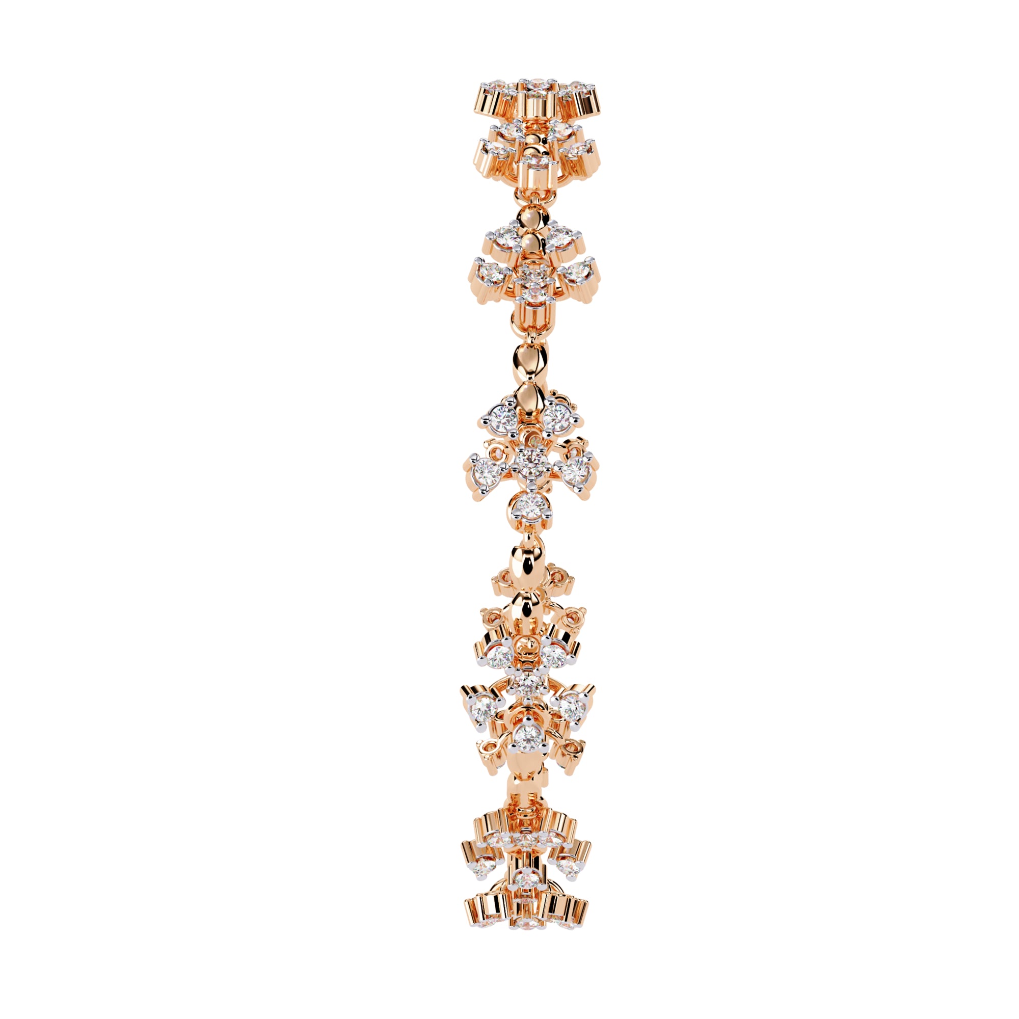 Handmade Moissanite Flower Bracelet, 925 Sterling Silver, Bridal Floral Jewelry