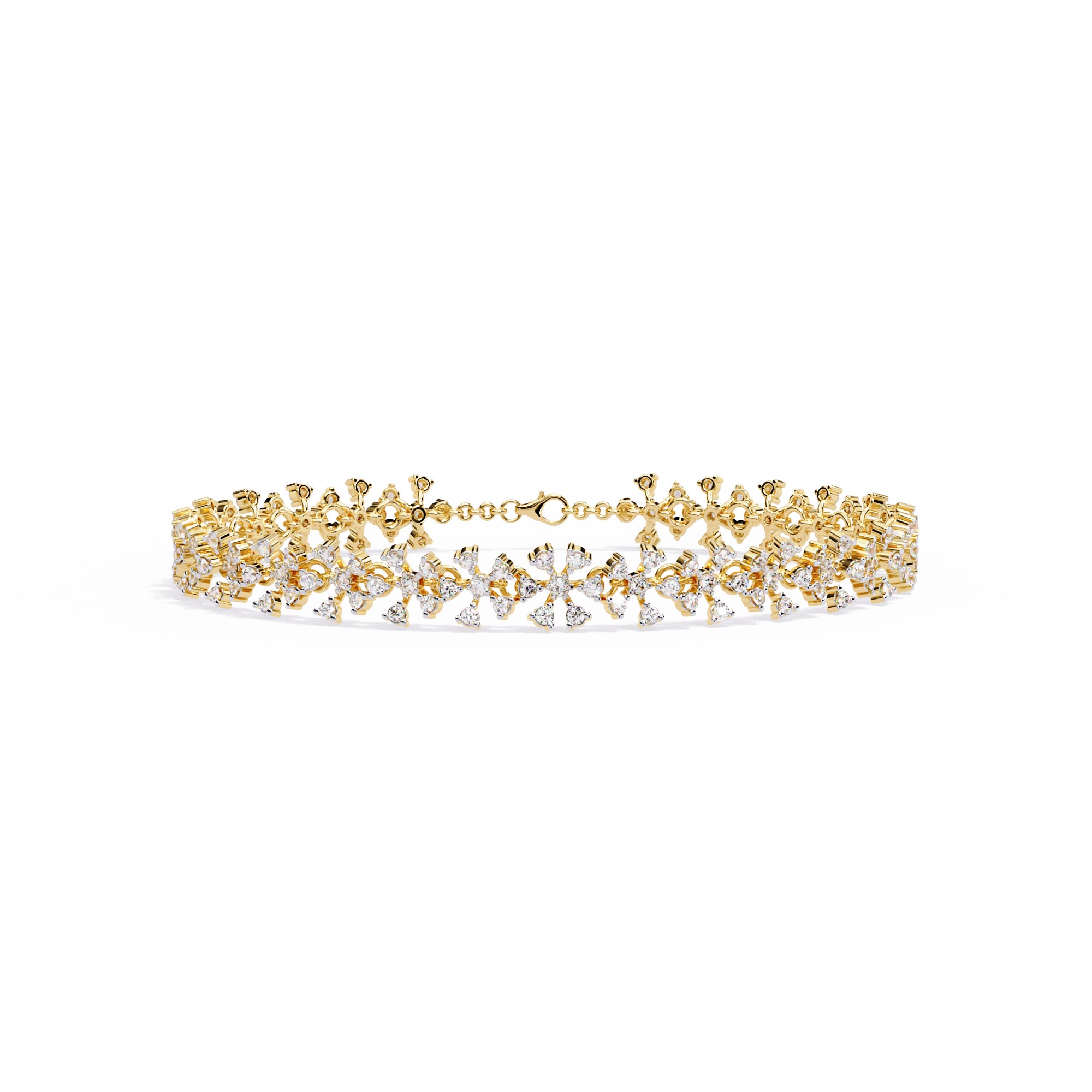 Handmade Moissanite Flower Bracelet, 925 Sterling Silver Sparkly Bridal Jewelry