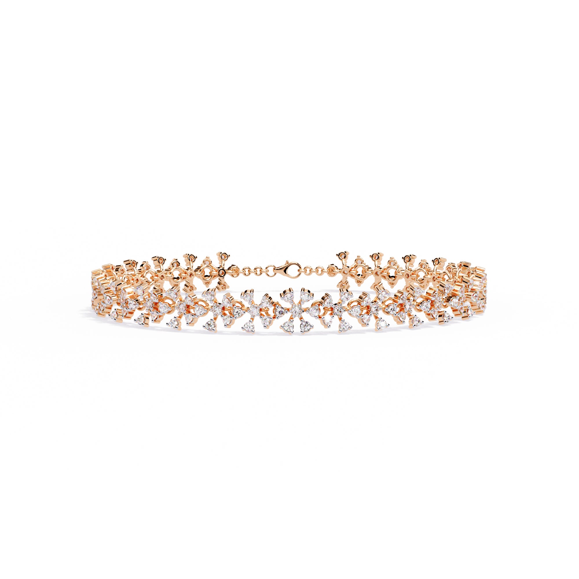 Handmade Moissanite Flower Bracelet, 925 Sterling Silver Sparkly Bridal Jewelry