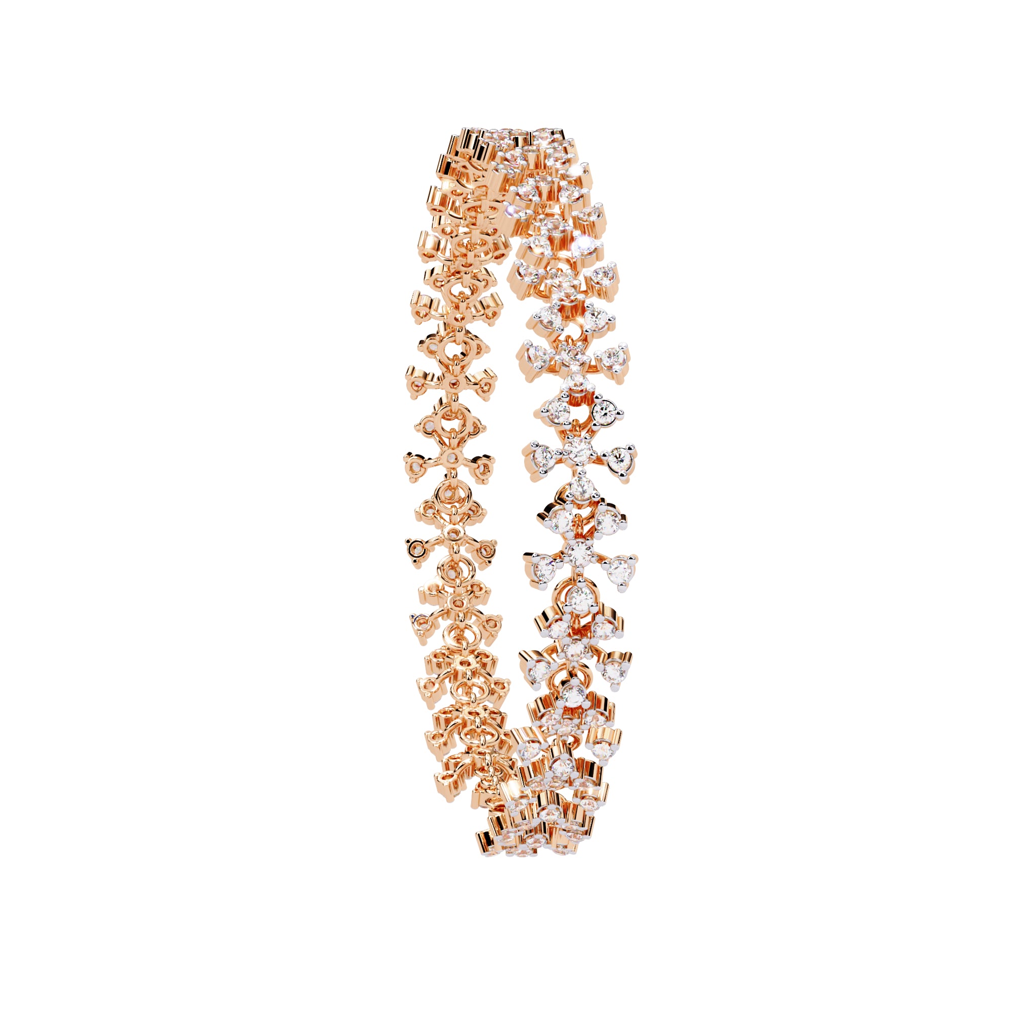 Handmade Moissanite Flower Bracelet, 925 Sterling Silver Sparkly Bridal Jewelry