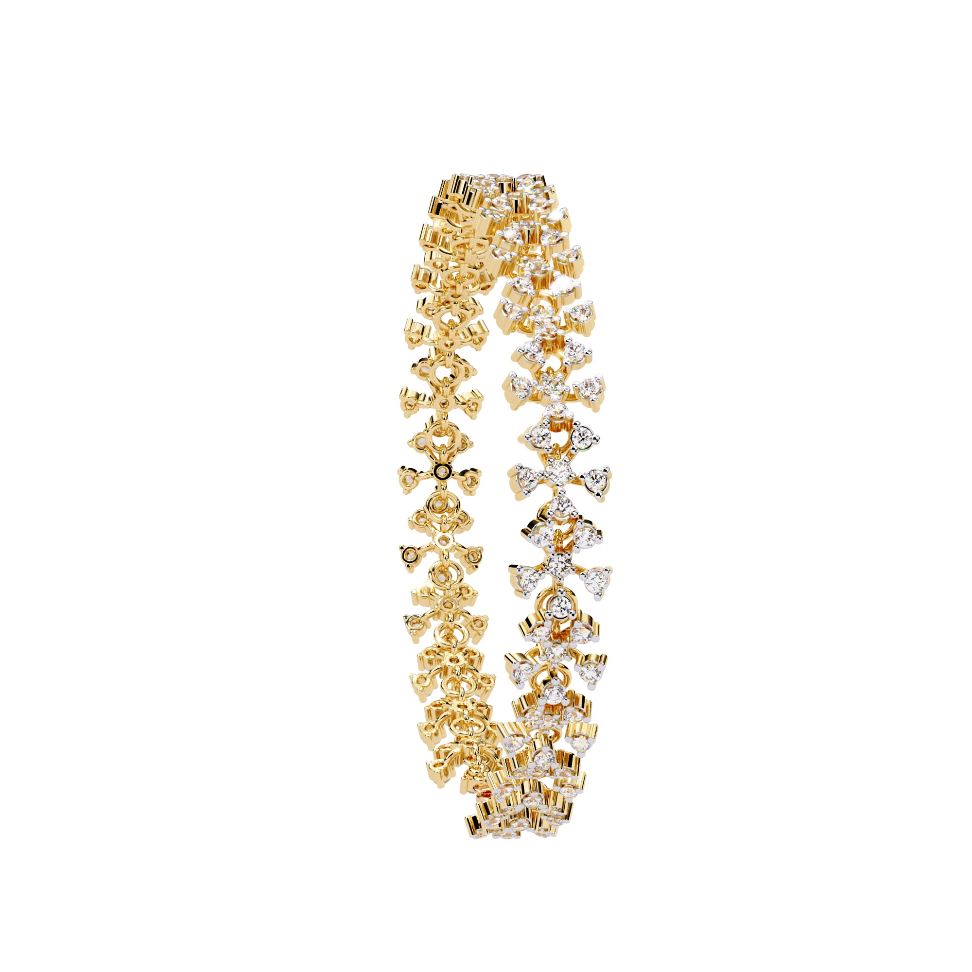 Handmade Moissanite Flower Bracelet, 925 Sterling Silver Sparkly Bridal Jewelry