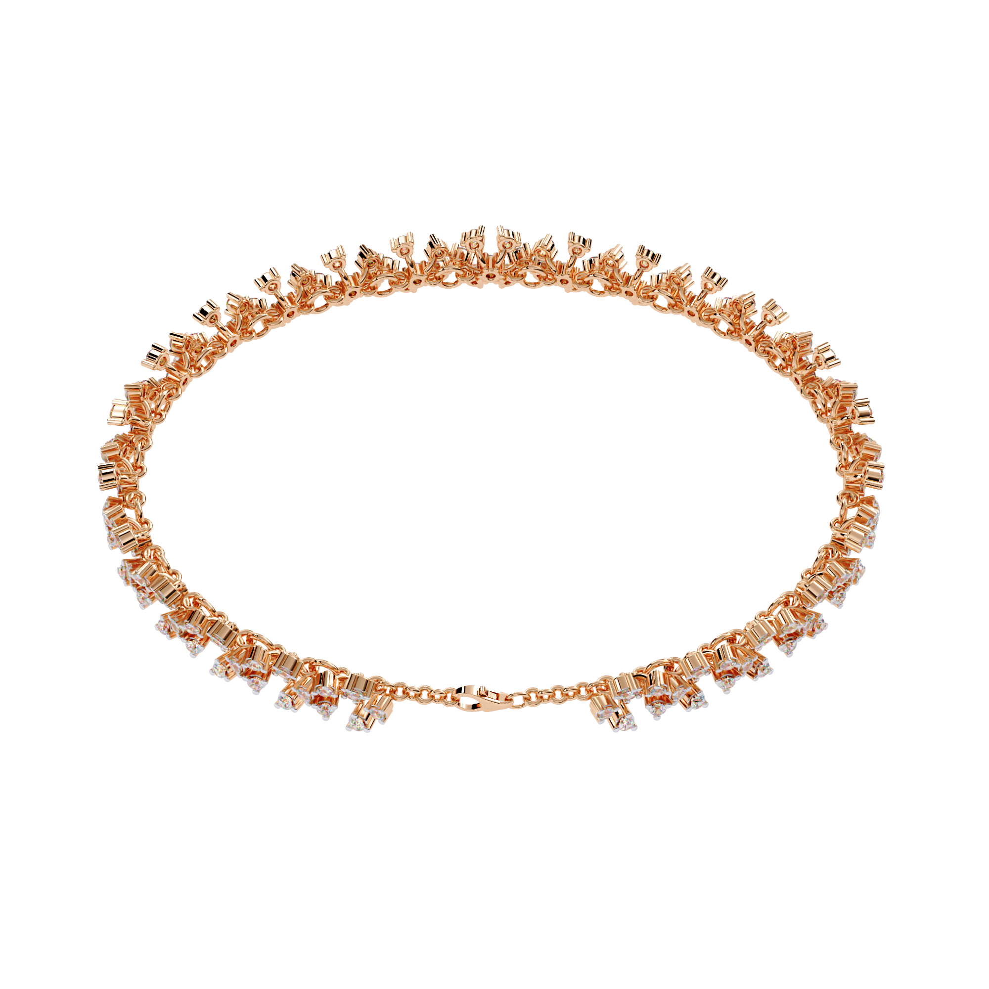 Handmade Moissanite Flower Bracelet, 925 Sterling Silver Sparkly Bridal Jewelry