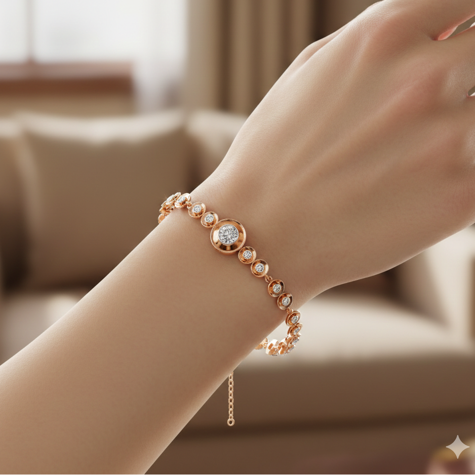 Handmade Moissanite Sterling Silver Bracelet, Dainty Bridal Chain