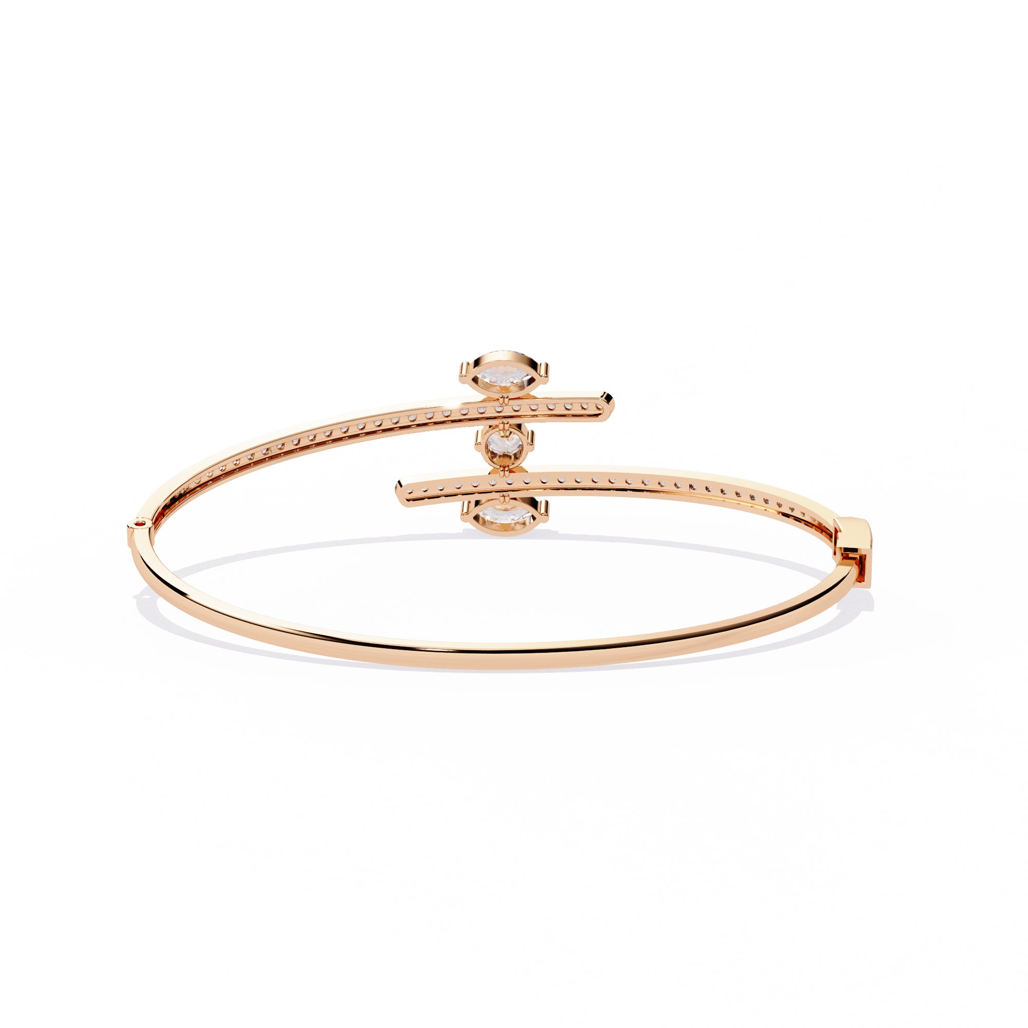 Handmade Moissanite Sterling Silver Bypass Bangle Bracelet