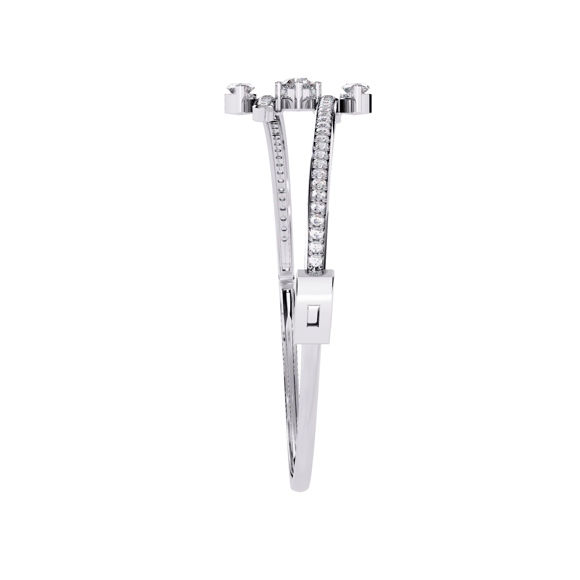 Handmade Moissanite Sterling Silver Bypass Bangle Bracelet