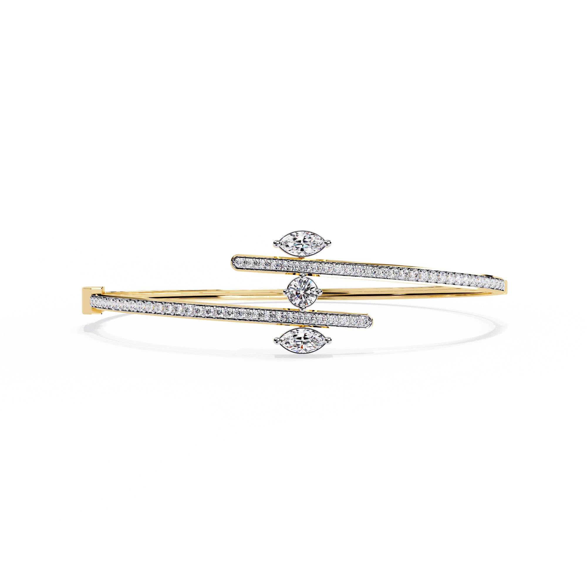 Handmade Moissanite Sterling Silver Bypass Bangle Bracelet