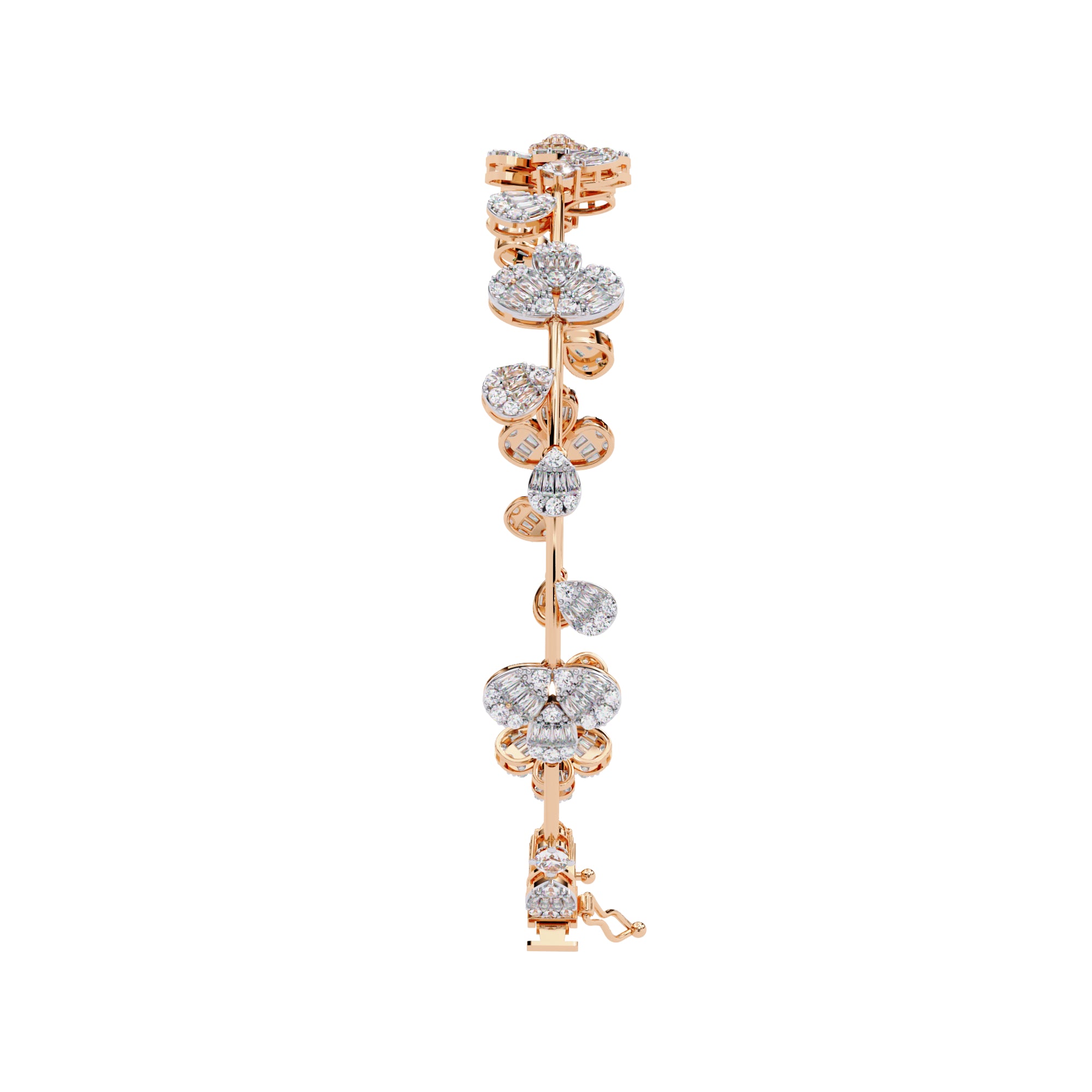 Floral Moissanite Bracelet, 925 Sterling Silver Wedding Jewelry