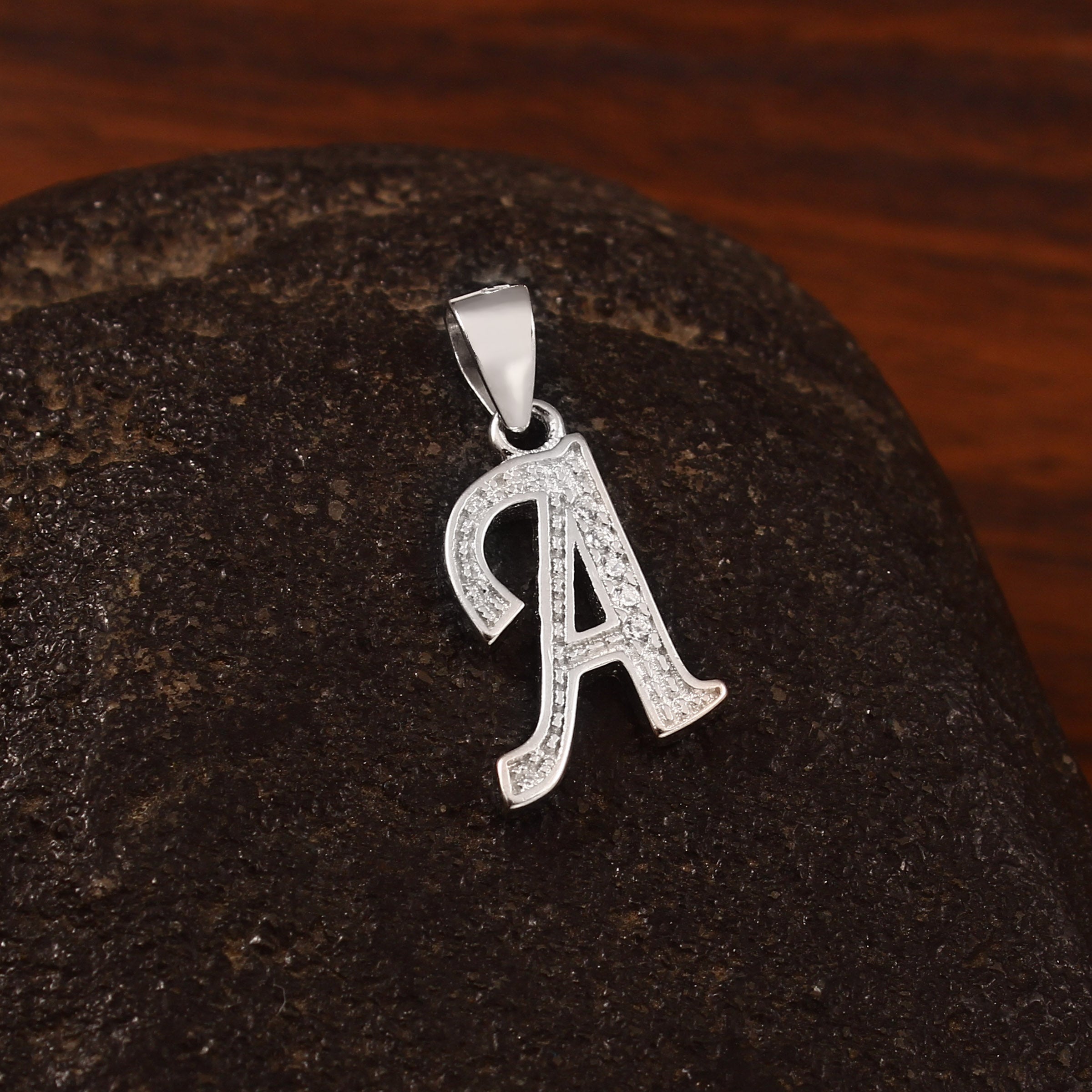 Cursive Initial Necklace, Sterling Silver CZ Letter Pendant, 18 Inch Chain