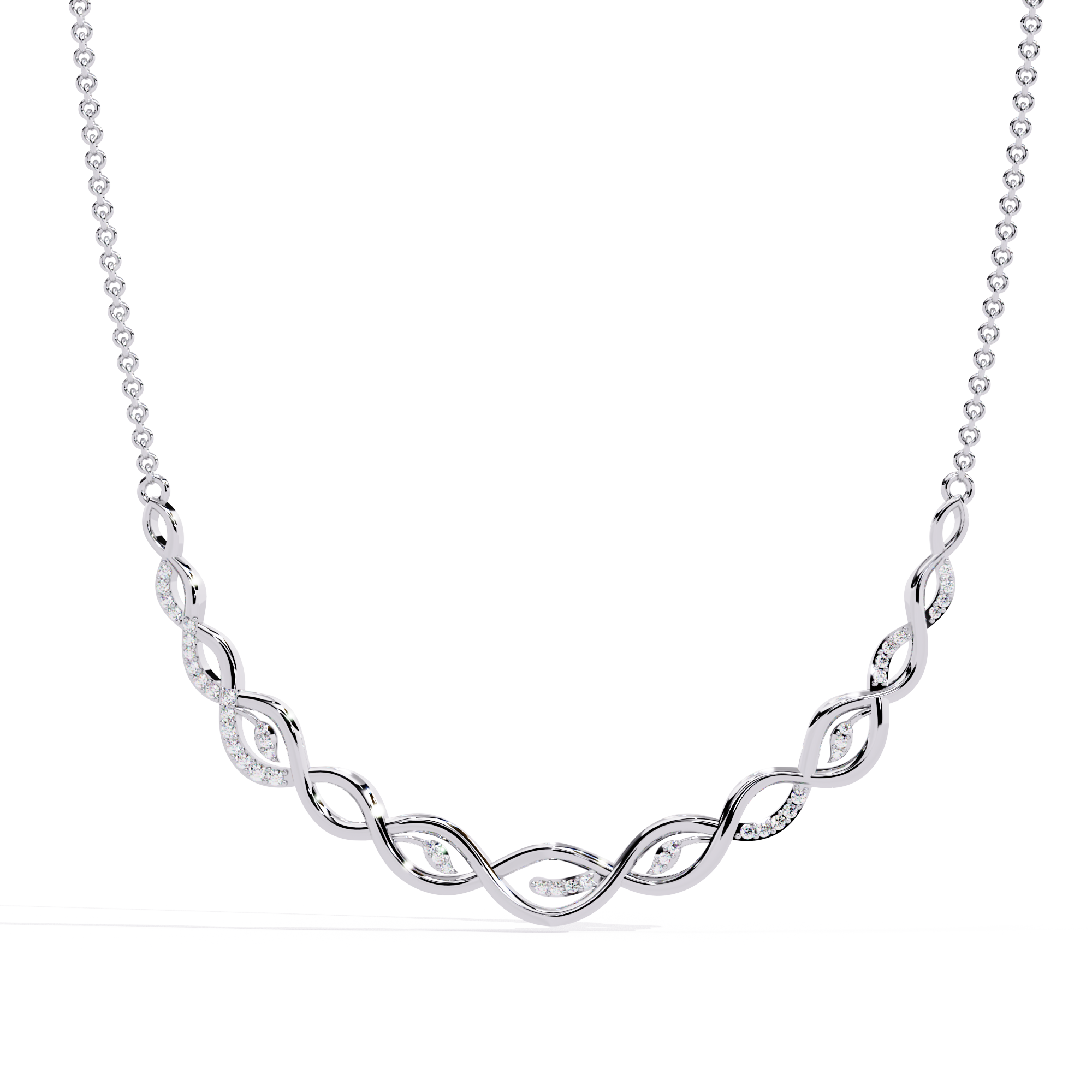 Moissanite Infinity Pendant Necklace, Sterling Silver, Dainty Handmade