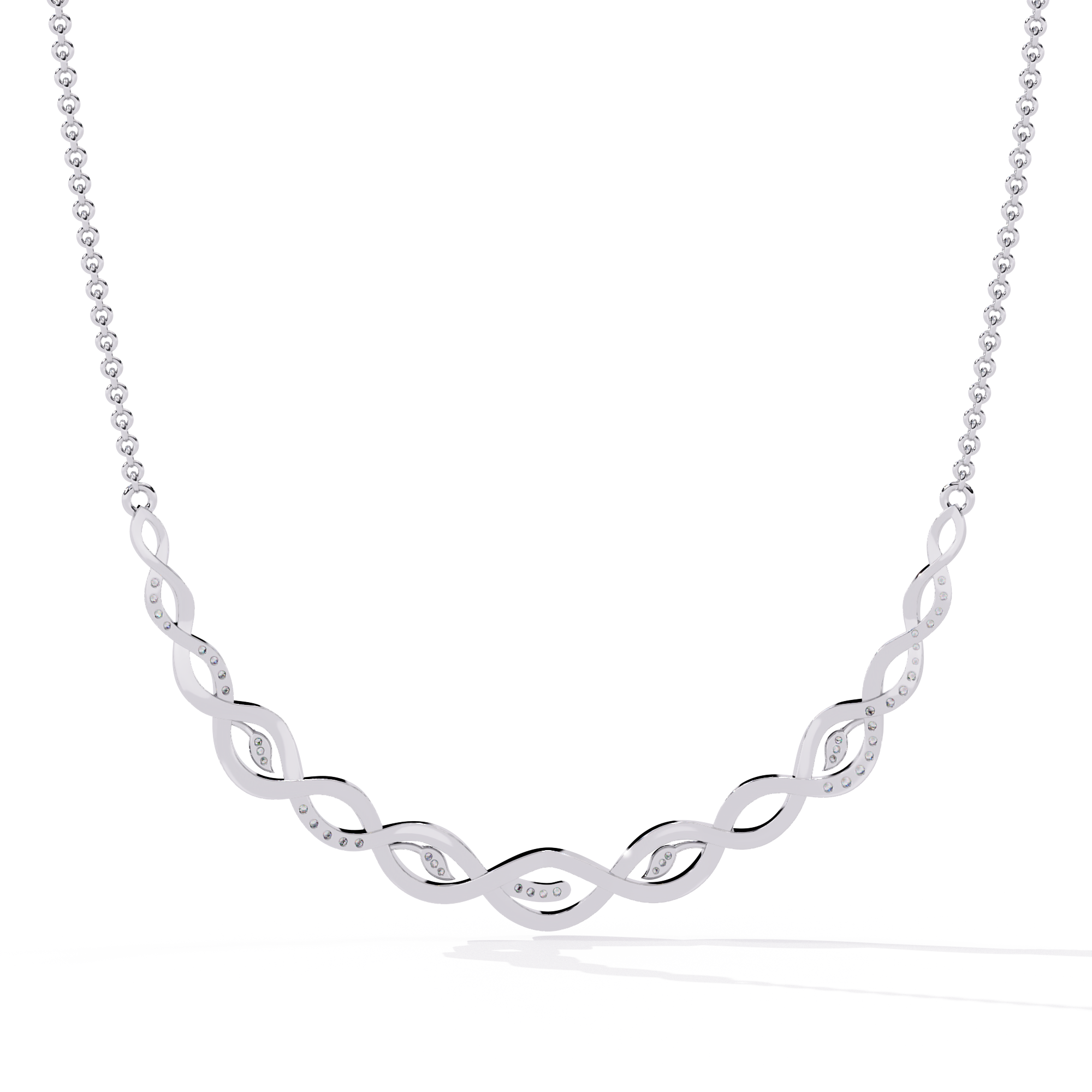 Moissanite Infinity Pendant Necklace, Sterling Silver, Dainty Handmade