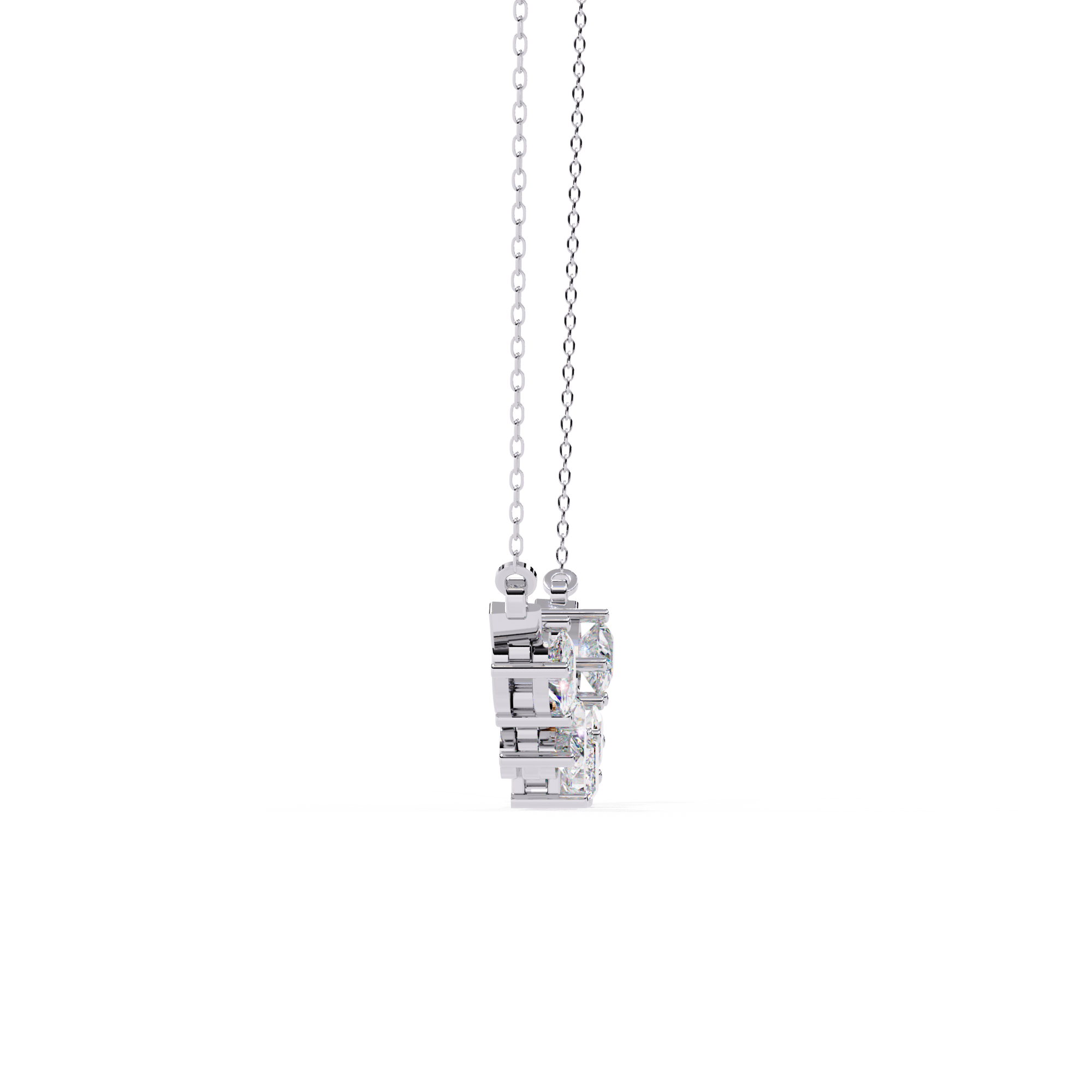 Moissanite Cluster Necklace, Sterling Silver Bar Pendant