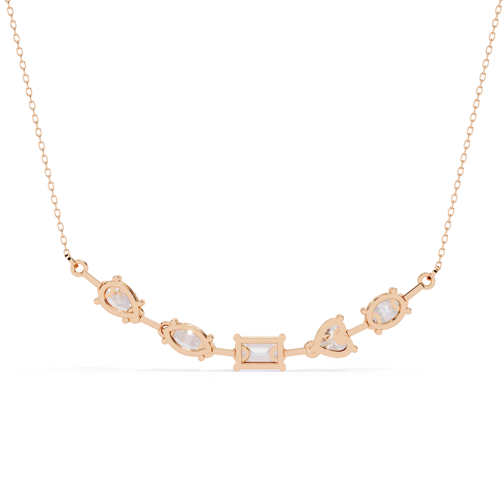 Moissanite Cluster Necklace, Sterling Silver Bar Pendant
