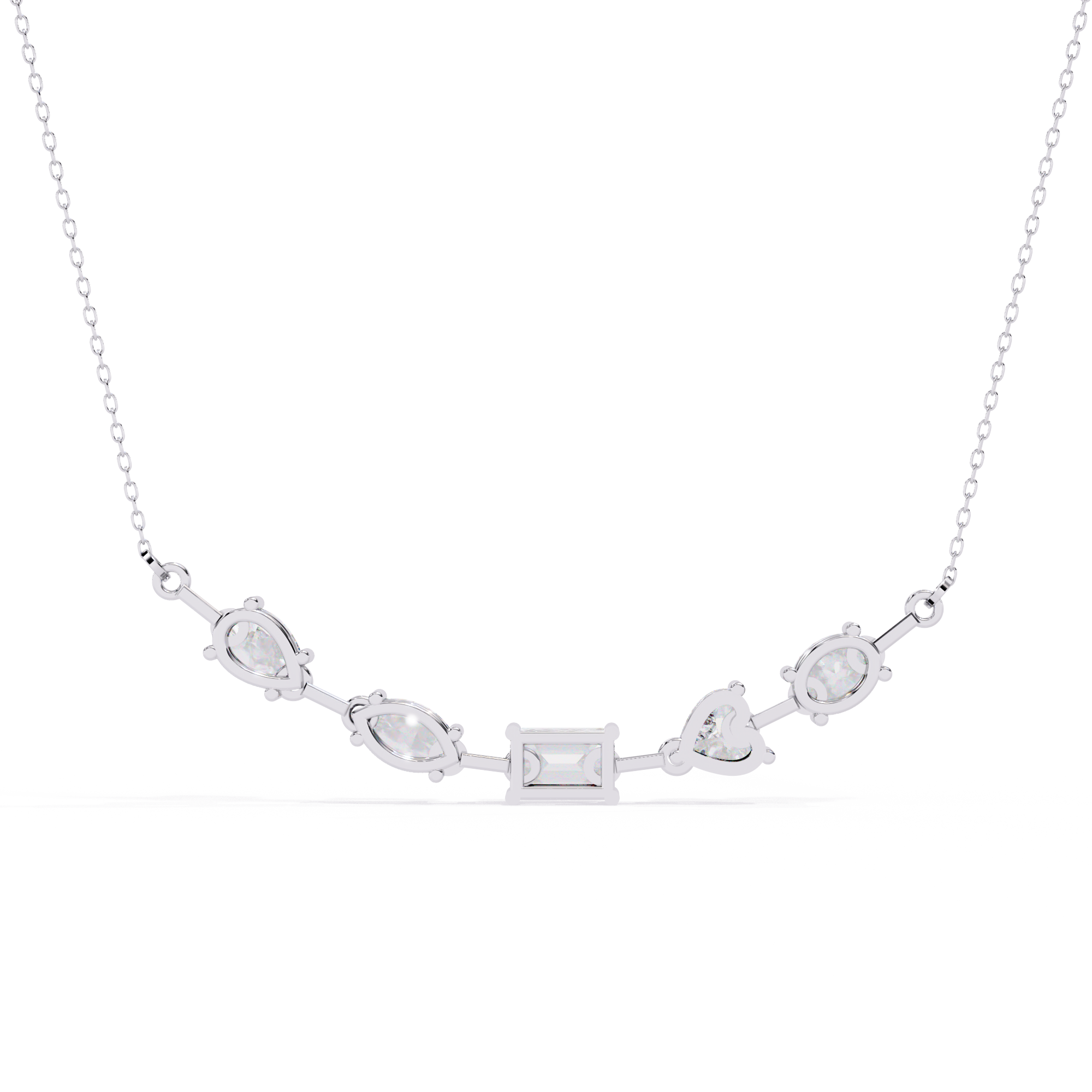 Moissanite Cluster Necklace, Sterling Silver Bar Pendant