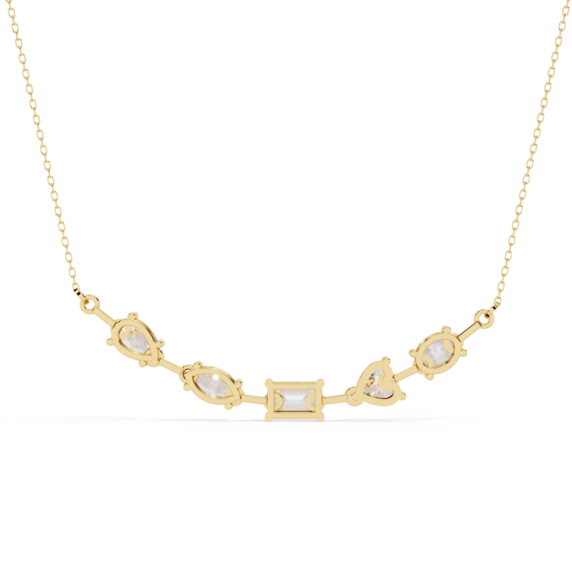 Moissanite Cluster Necklace, Sterling Silver Bar Pendant