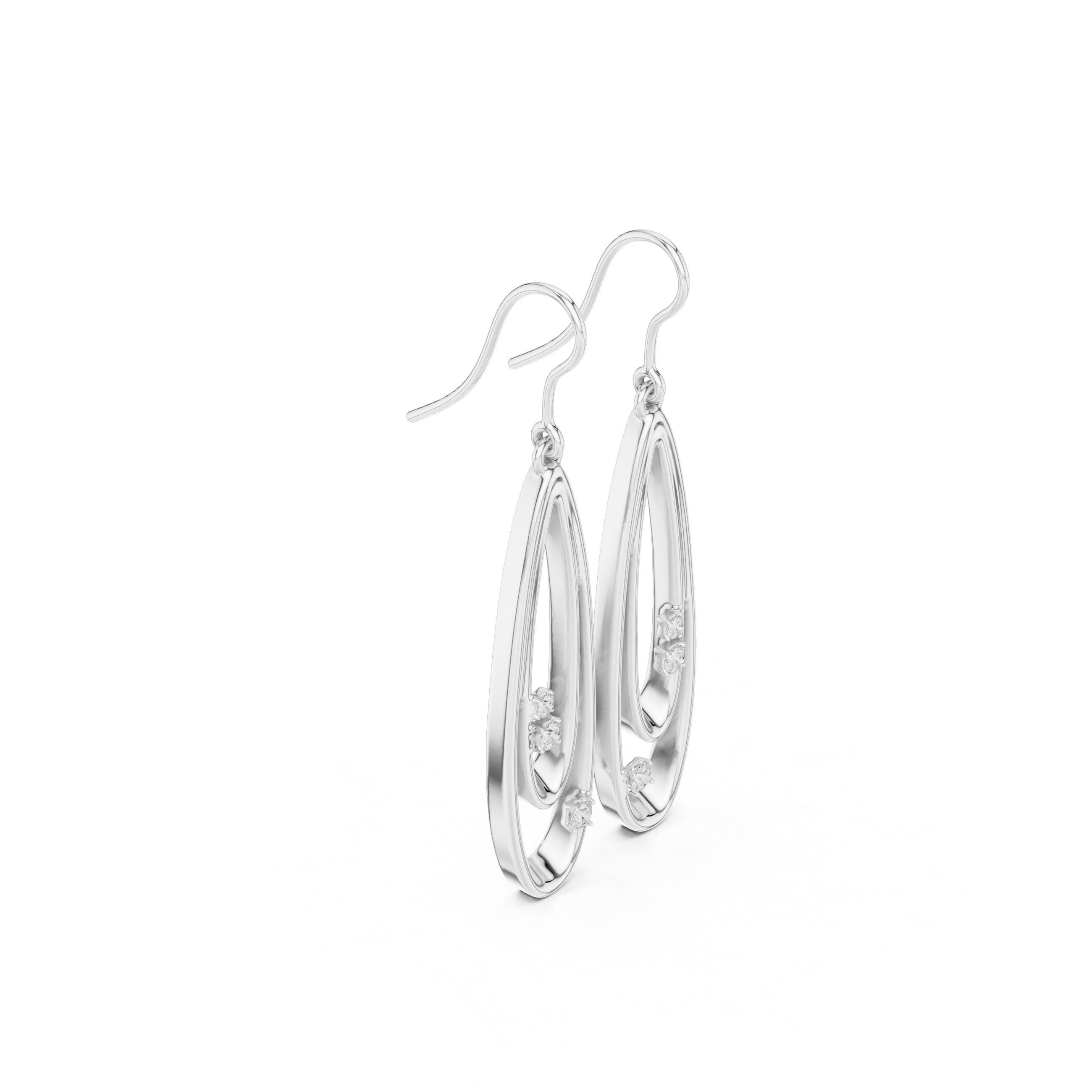 Sterling Silver Dangle Earrings, Moissanite Pave Set, Minimalist Bridal Jewelry