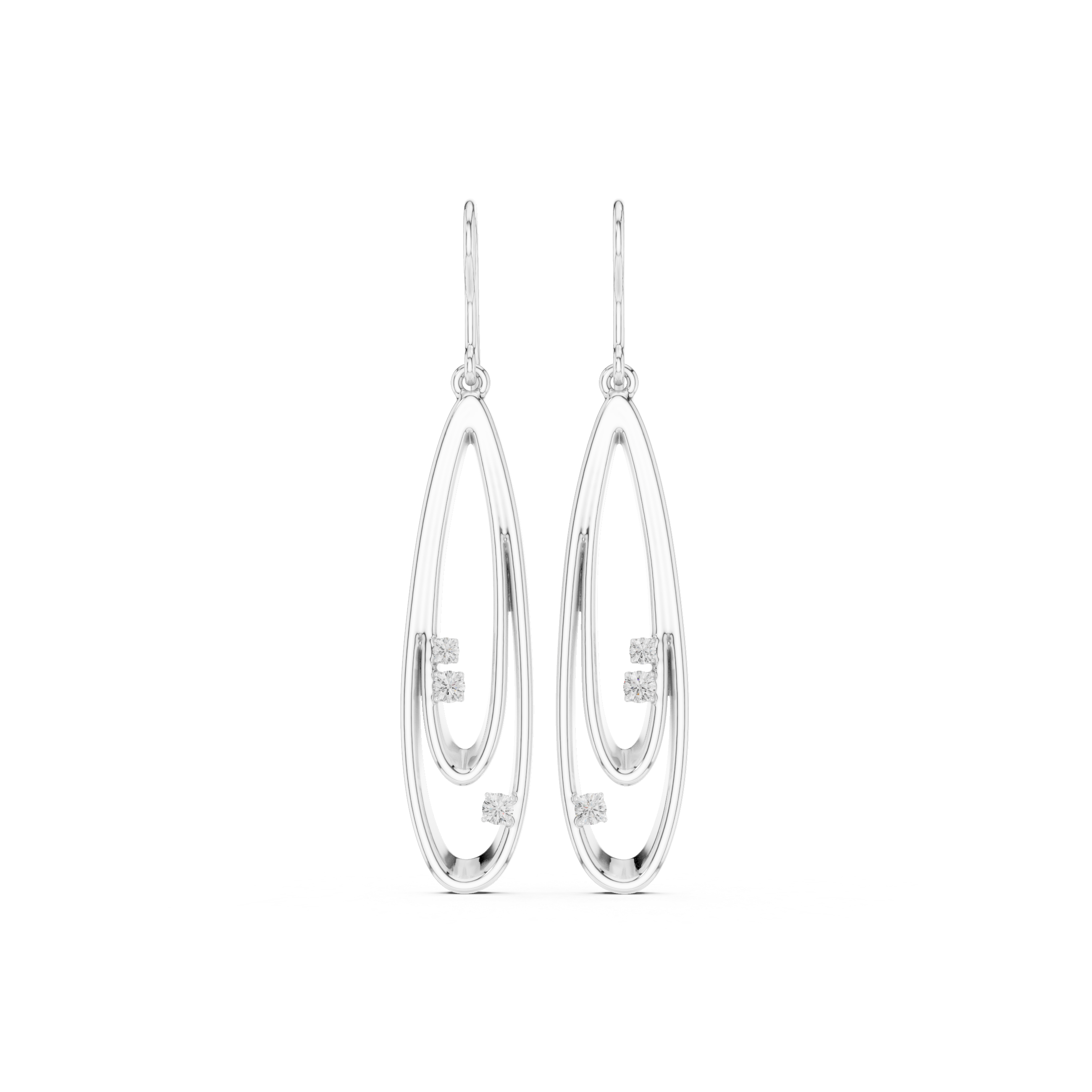 Sterling Silver Dangle Earrings, Moissanite Pave Set, Minimalist Bridal Jewelry