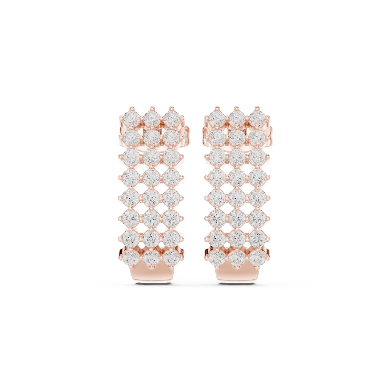 Moissanite Half Hoop Earrings, Sterling Silver Pave Set