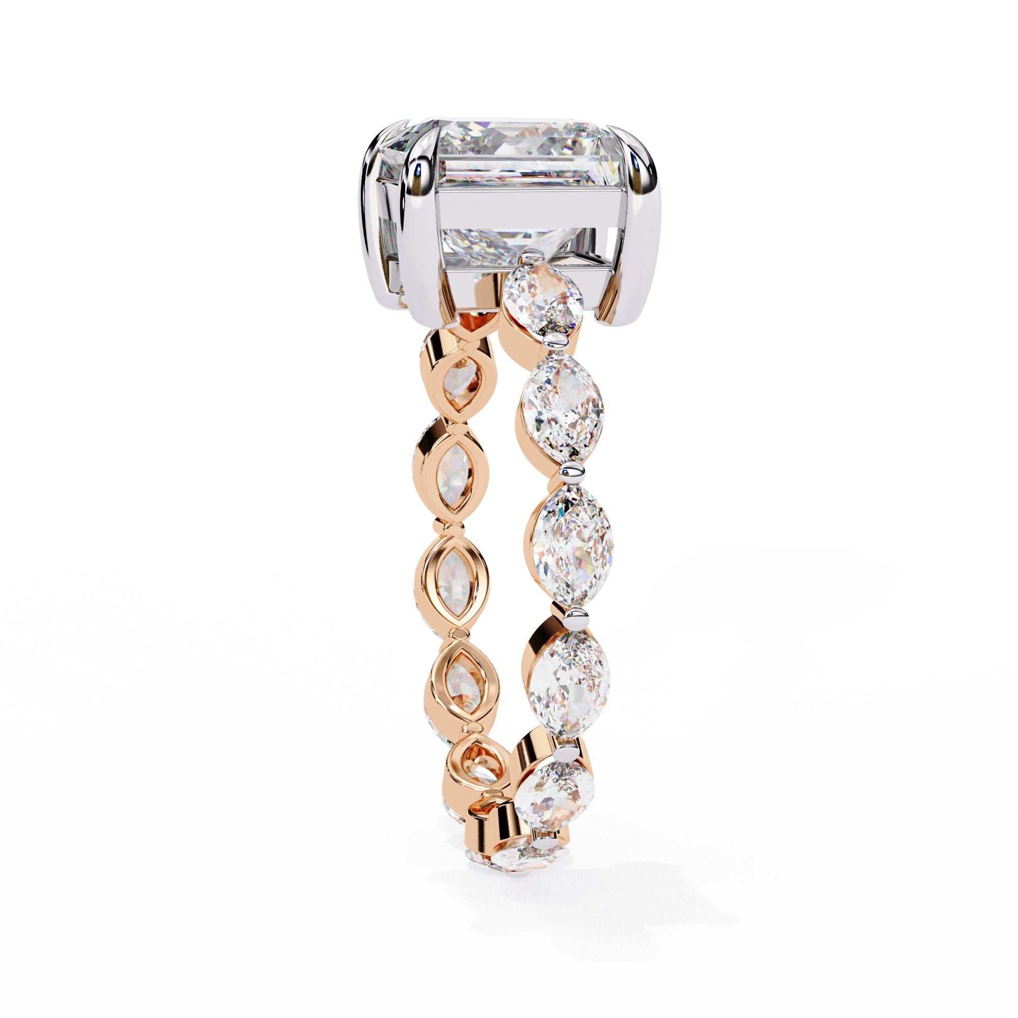 Princess Cut Moissanite Ring Unique Trendy Eternity Marquise 3ct Square Shape Moissanite Multi Shape Prong Set Engagement Ring For Women