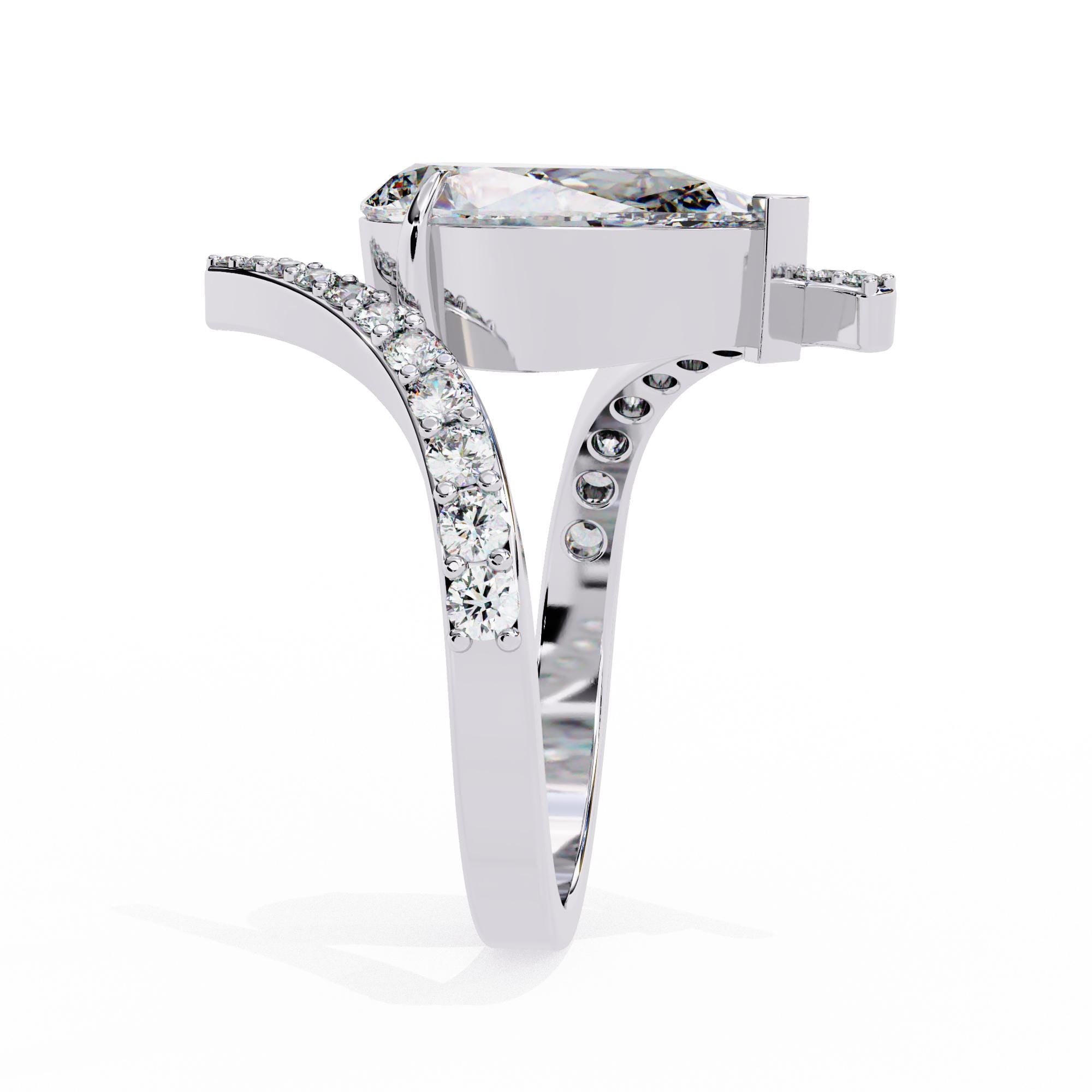 3ct Pear Moissanite Engagement Ring Unique Wedding Bridal Bypass Eternity Band Art Deco Prong Set Proposal Anniversary Ring For Women