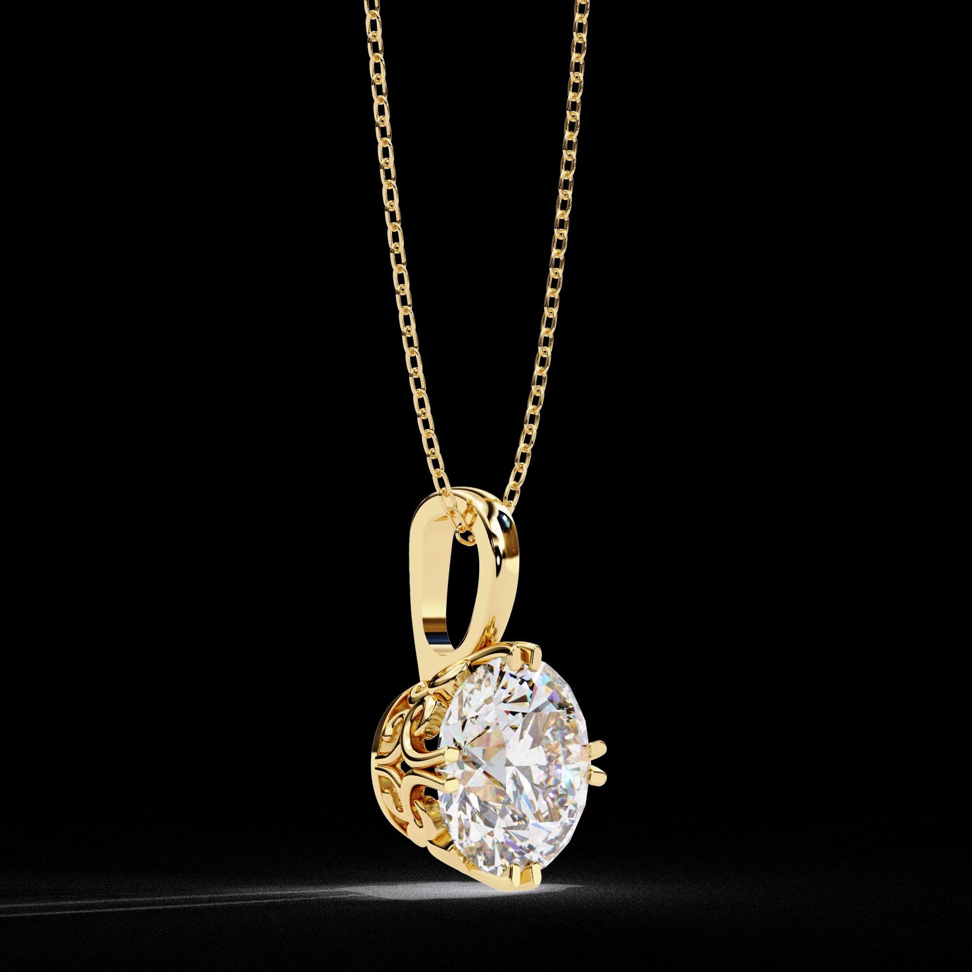 Solitaire Moissanite Pendant Necklace For Women 925 Sterling Silver Round 18" Link Chain Certified Moissanite Minimalist Dainty Necklace