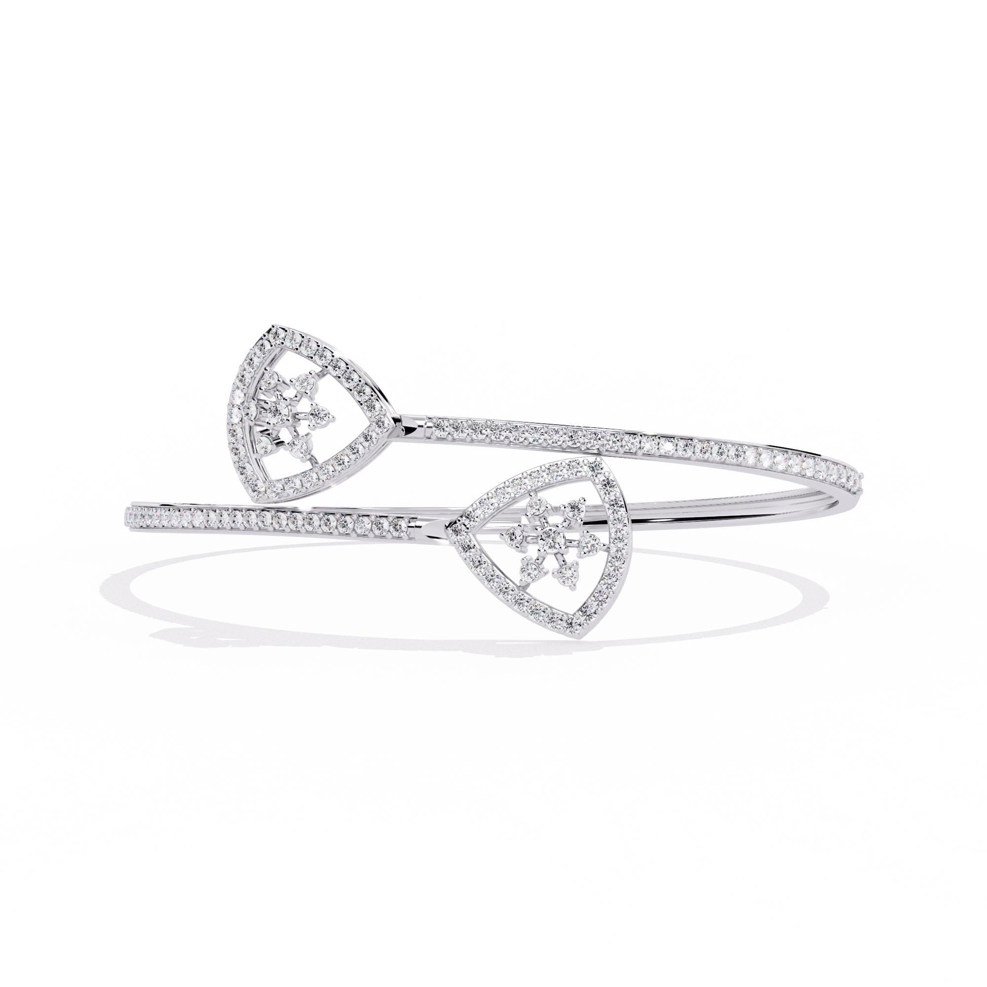 Moissanite Bangle Bracelet For Women Handmade 925 Sterling Silver 7.5 inch Bridal Anniversary Gift Luxury Minimalist Bypass Cuff Bracelet