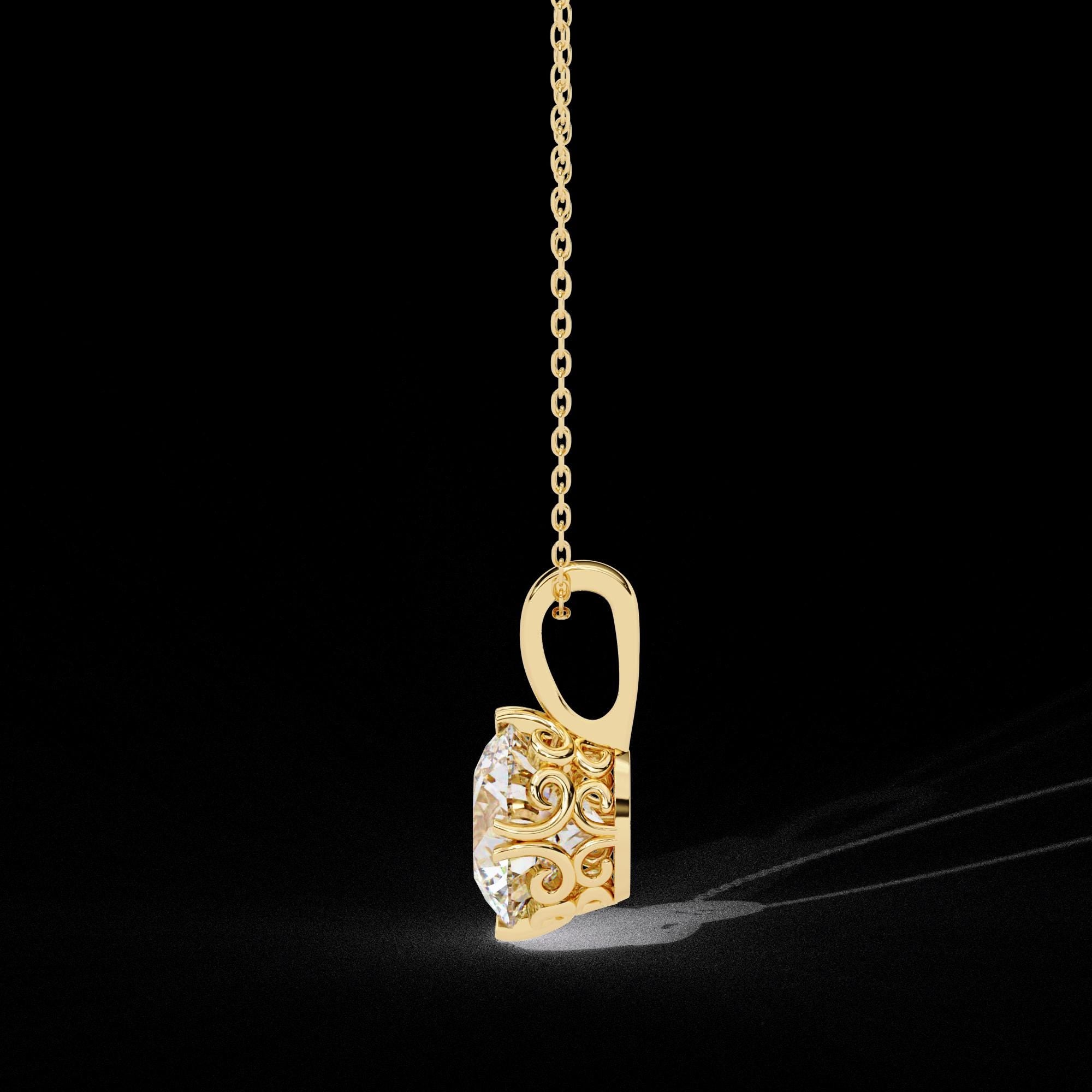 Solitaire Moissanite Pendant Necklace For Women 925 Sterling Silver Round 18" Link Chain Certified Moissanite Minimalist Dainty Necklace