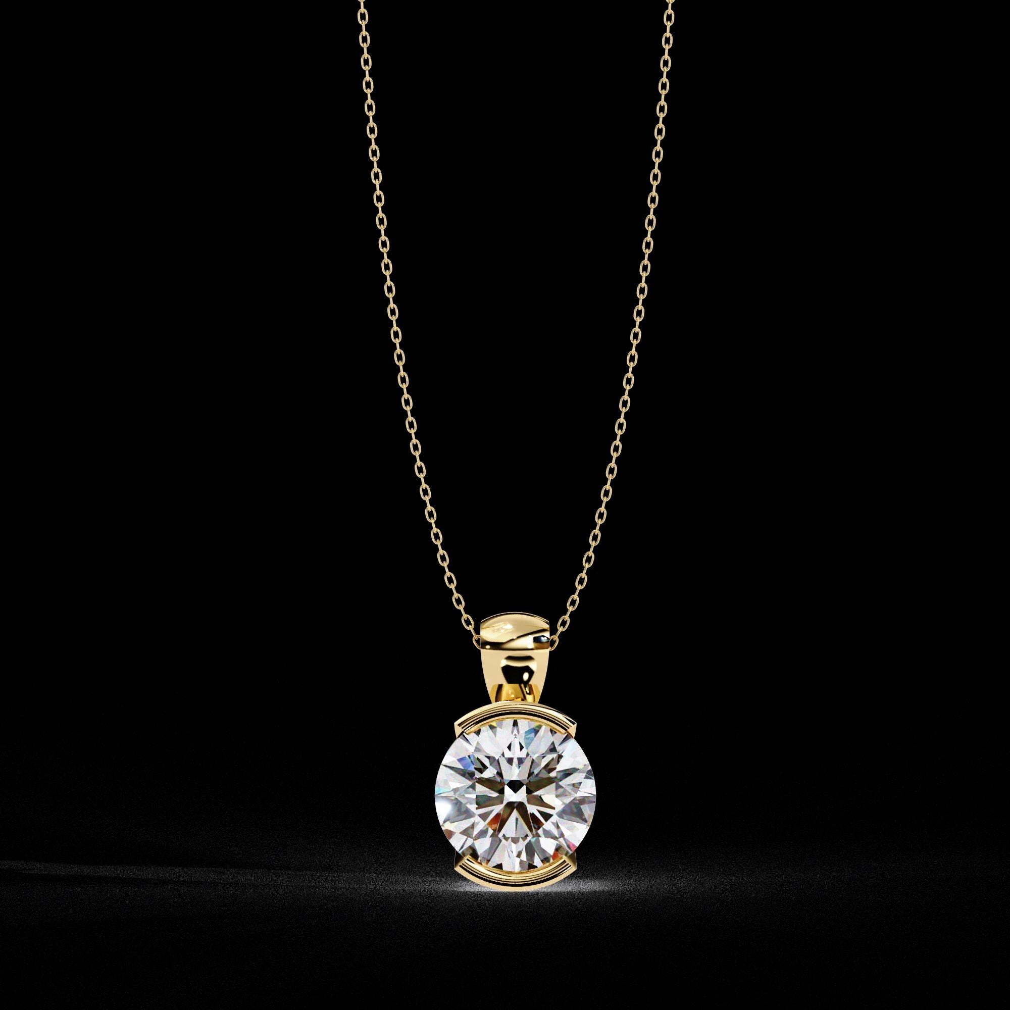 Solitaire Moissanite Pendant Necklace For Women 925 Sterling Silver SemiBezel 18" Link Chain Certified Moissanite Minimalist Dainty Necklace