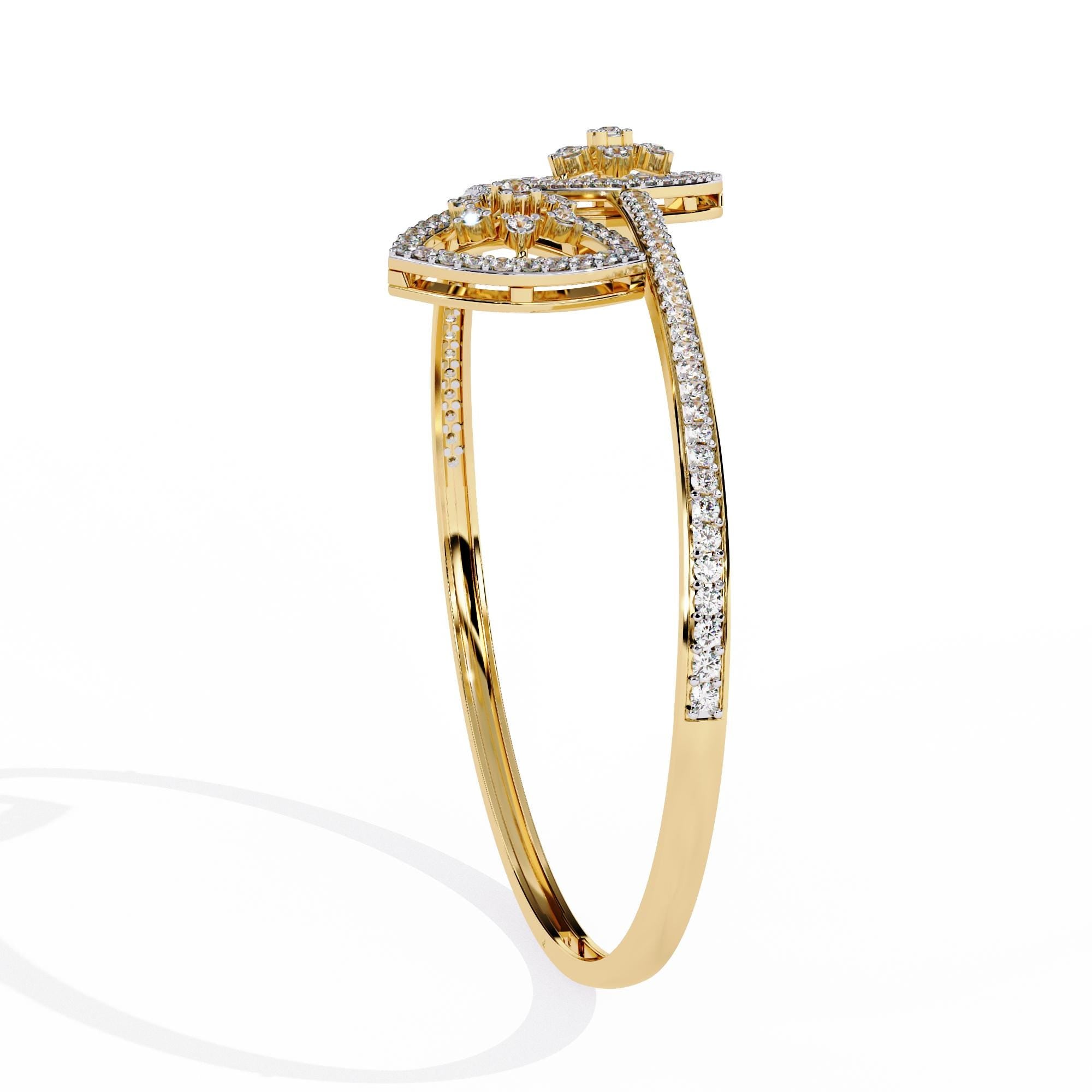 Moissanite Bangle Bracelet For Women Handmade 925 Sterling Silver 7.5 inch Bridal Anniversary Gift Luxury Minimalist Bypass Cuff Bracelet