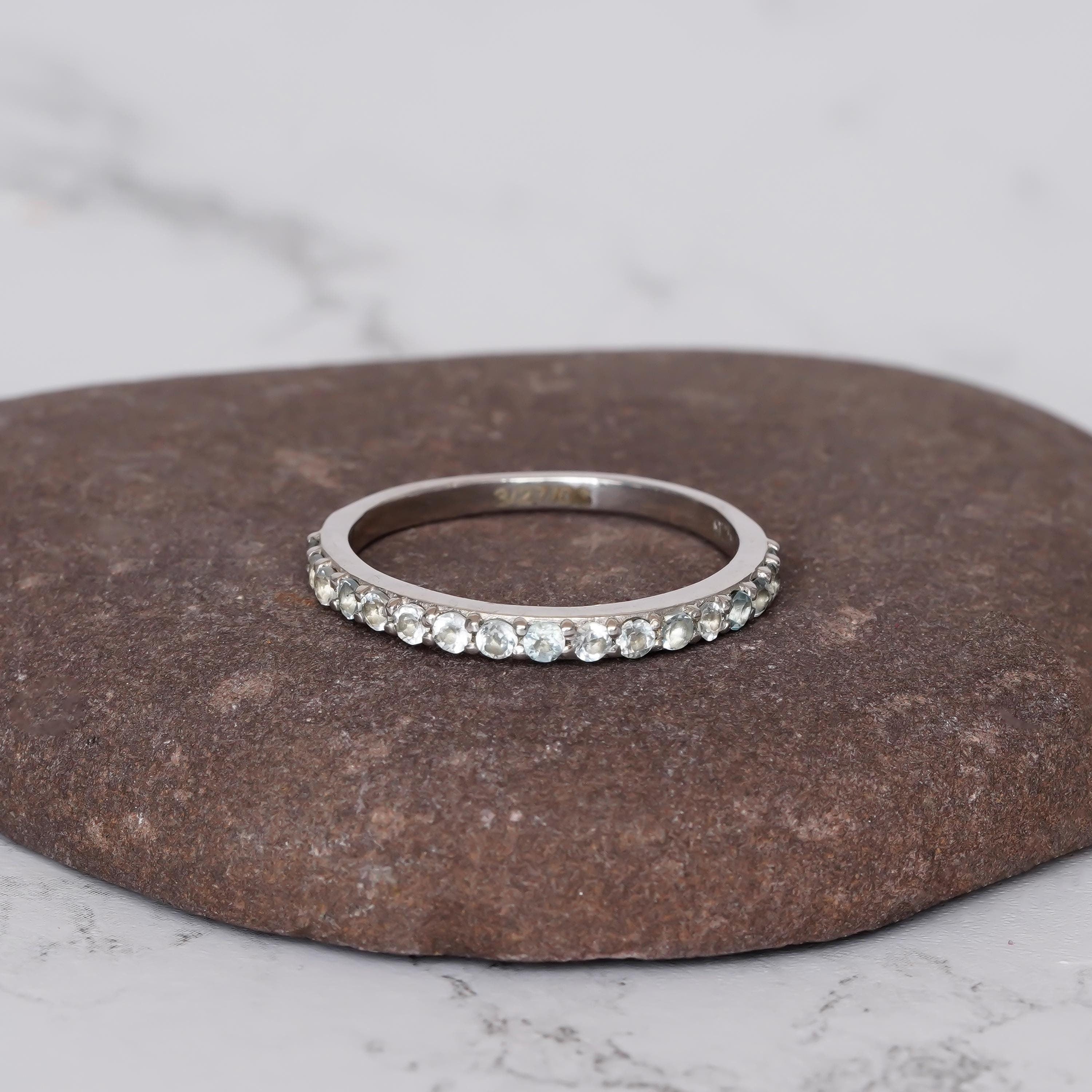 Moissanite Wedding Band For Women 925 Sterling Silver Stackable Bridal Anniversary Gift Delicate Minimalist Pave Half Eternity Dainty Band