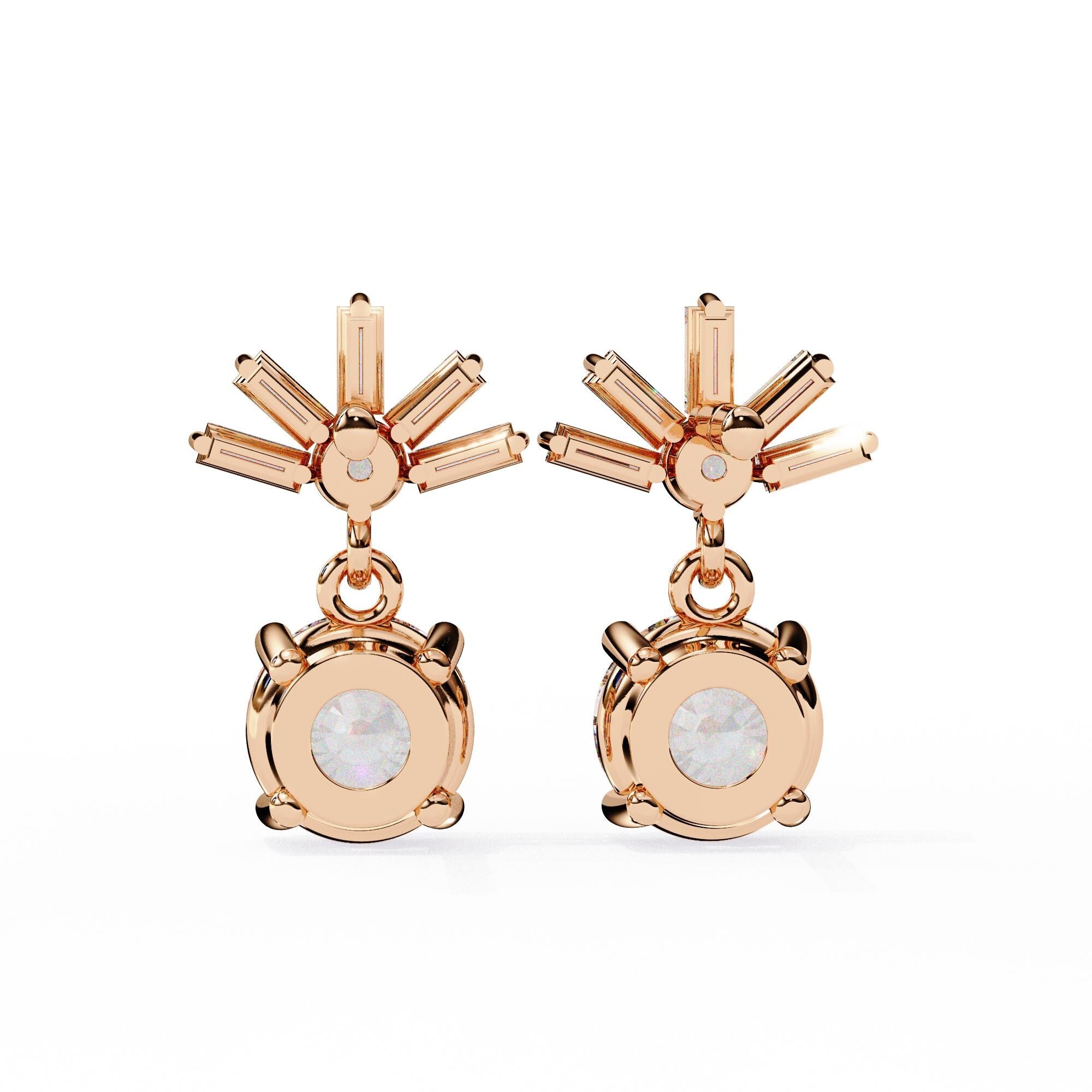 2ct Moissanite Dangle Earrings For Women 925 Sterling Silver Push Back Minimalist Dainty Drop Trendy Classic Anniversary Baguette Danglers