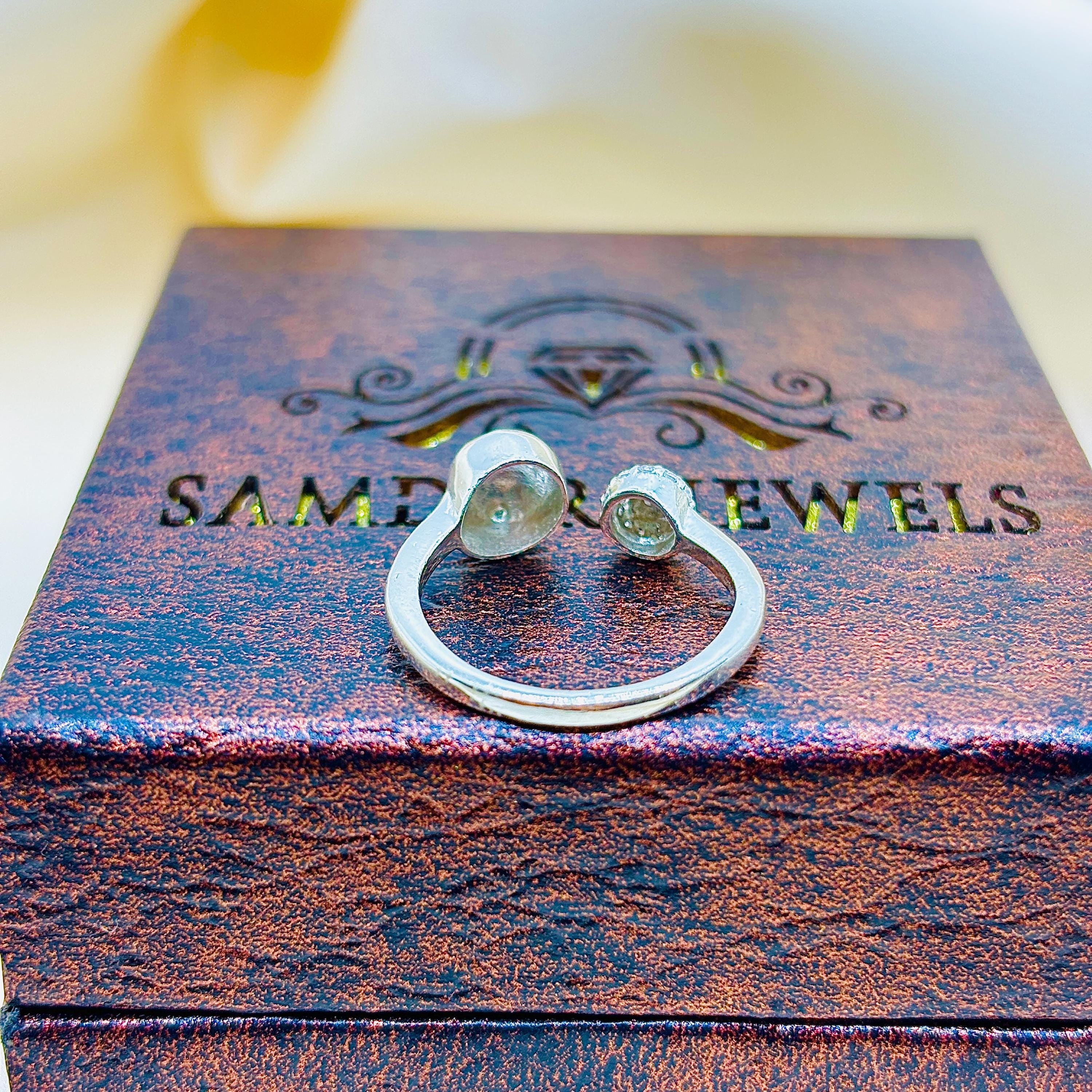 Rose Gold Open Ring for Women | Adjustable Ball & Pave Diamonds Statement Ring | Dainty Minimalist Jewelry Gift | Modern Elegant Design