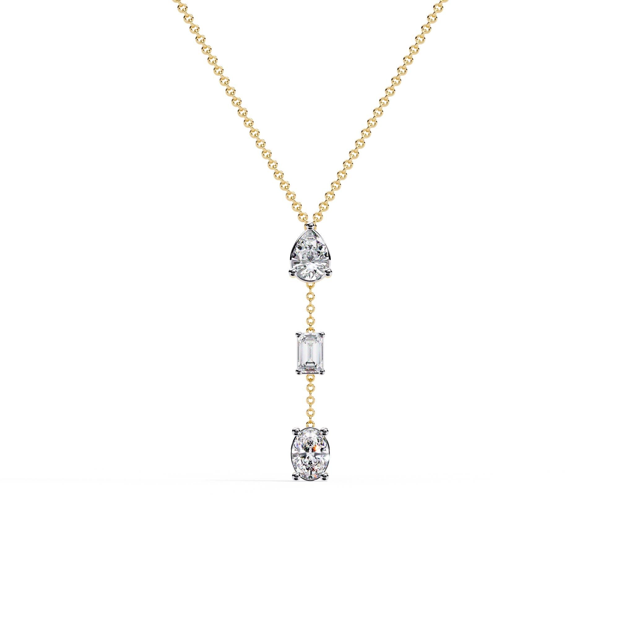 Sterling Silver Moissanite Drop Necklace | Dainty Y Pendant Necklace for Women | Minimalist Layered Jewelry | Bridal Necklace | Gift for Her