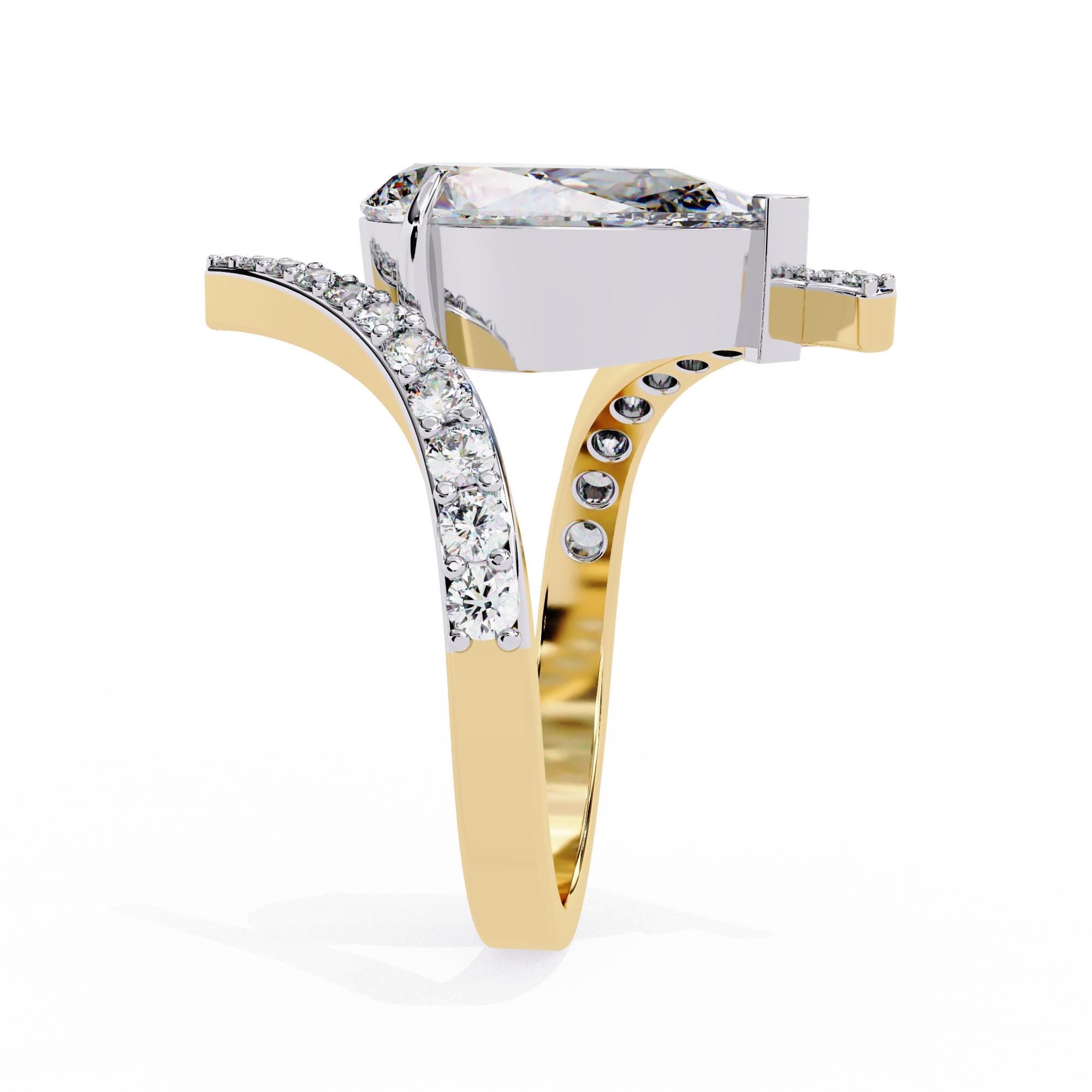 3ct Pear Moissanite Engagement Ring Unique Wedding Bridal Bypass Eternity Band Art Deco Prong Set Proposal Anniversary Ring For Women