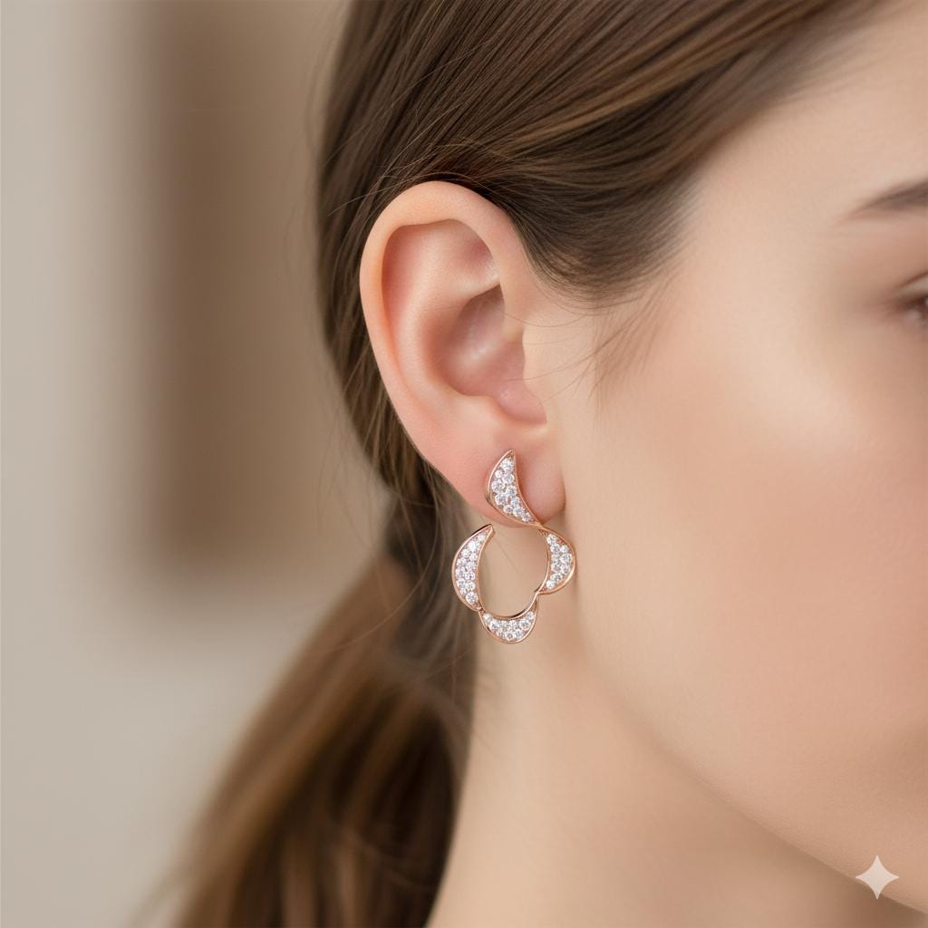 Silver Statement Earrings For Women 925 Sterling Silver Pushback Minimalist Dainty Cluster Pave Set Long Bridal Anniversary Gift For Her