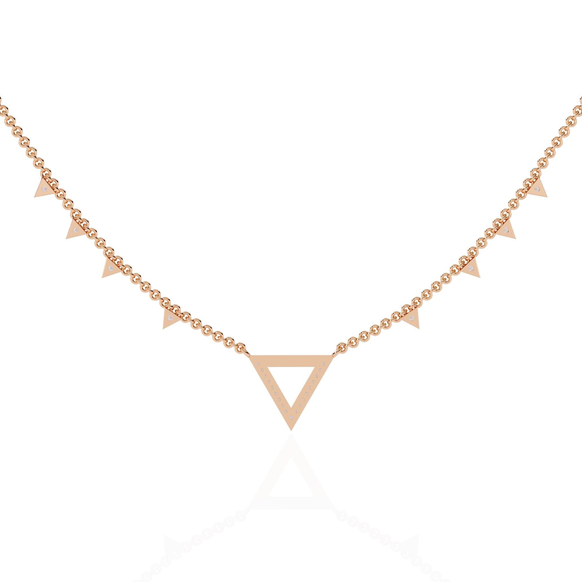 Triangle Necklace Moissanite 925 Sterling Silver Geometric Dainty Minimalist Bridal Layering Pendant 18 inch Chain Anniversary Gift For Her
