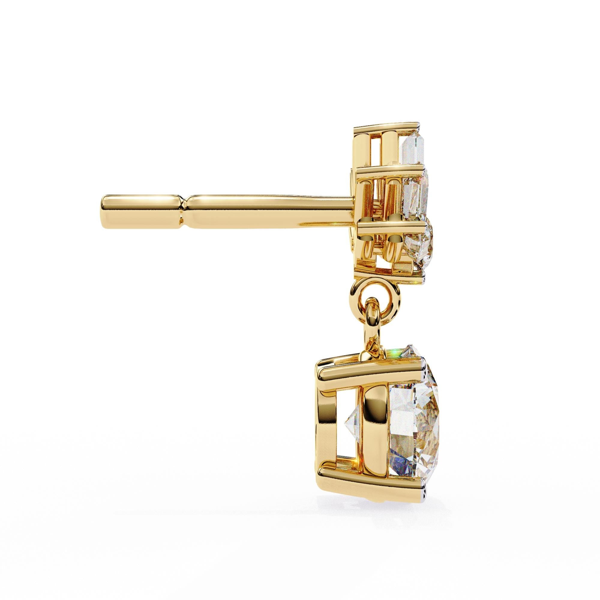 2ct Moissanite Dangle Earrings For Women 925 Sterling Silver Push Back Minimalist Dainty Drop Trendy Classic Anniversary Baguette Danglers