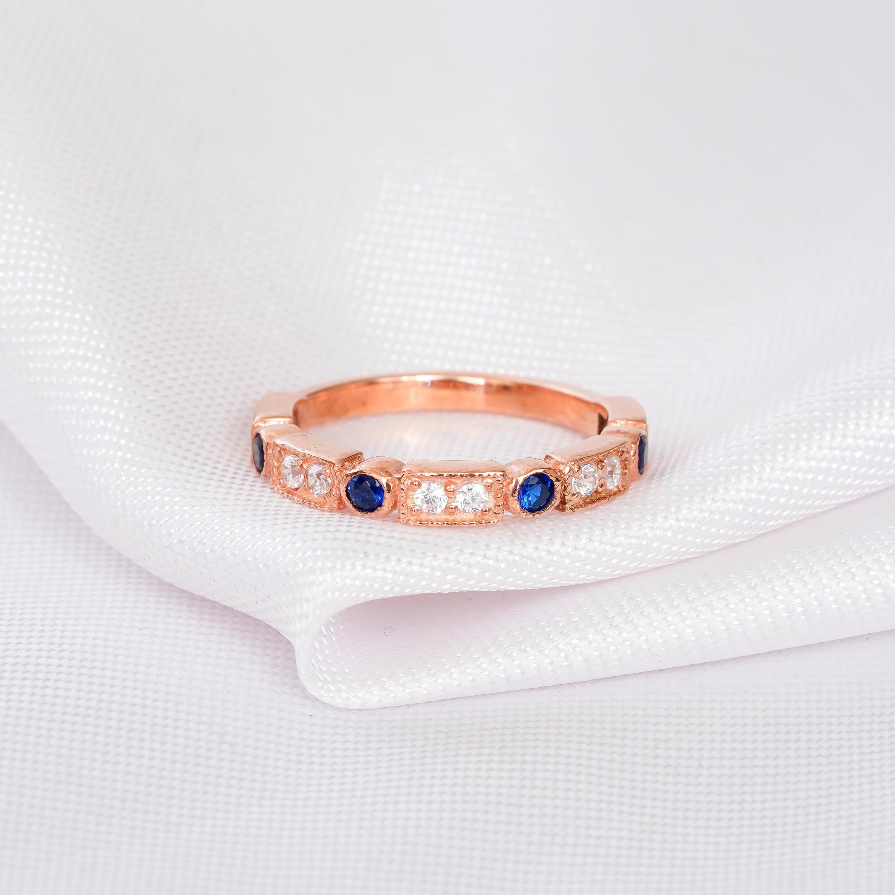 Engagement Ring Set For Women 925 Sterling Silver Art Deco Moissanite Milgrain Bridal Oval 2ct Ring Matching Blue Sapphire Wedding Band