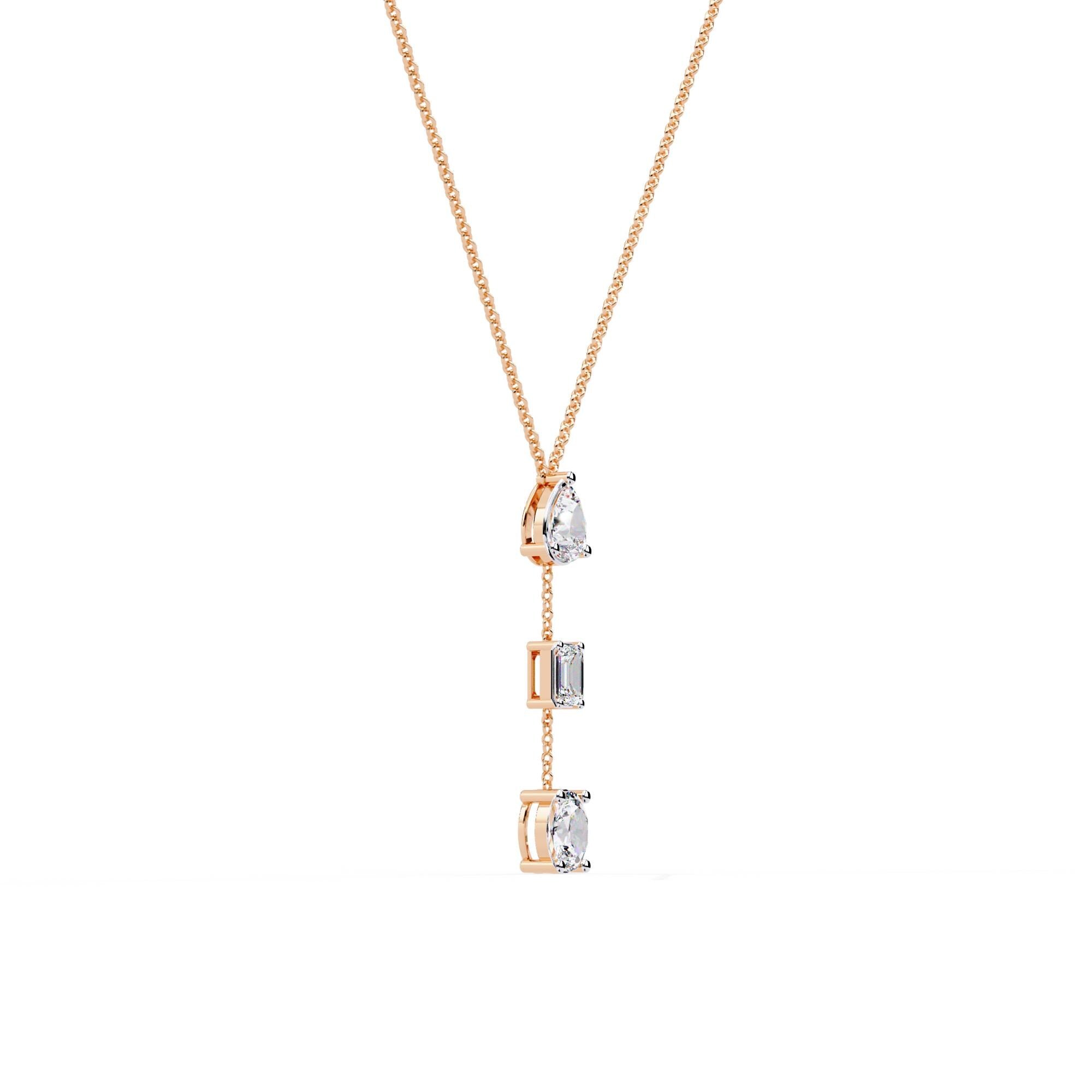 Sterling Silver Moissanite Drop Necklace | Dainty Y Pendant Necklace for Women | Minimalist Layered Jewelry | Bridal Necklace | Gift for Her