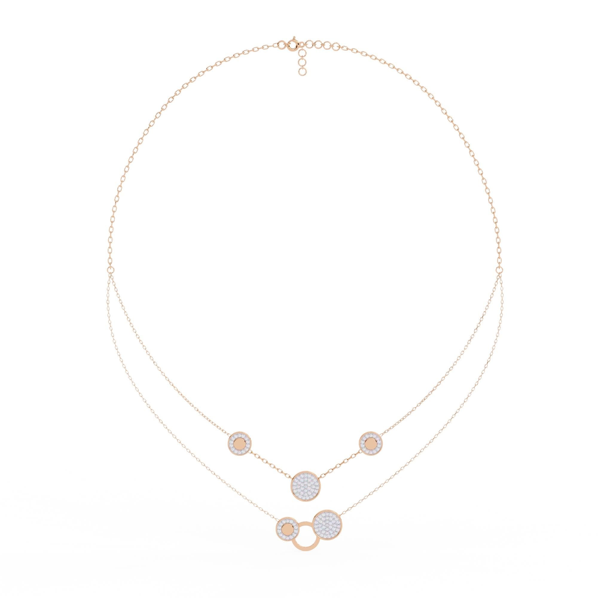 Layered Necklace For Women 925 Sterling Silver Double Chains Dainty Minimalist Bridal Layering Circle Pendant Anniversary Gift For Her