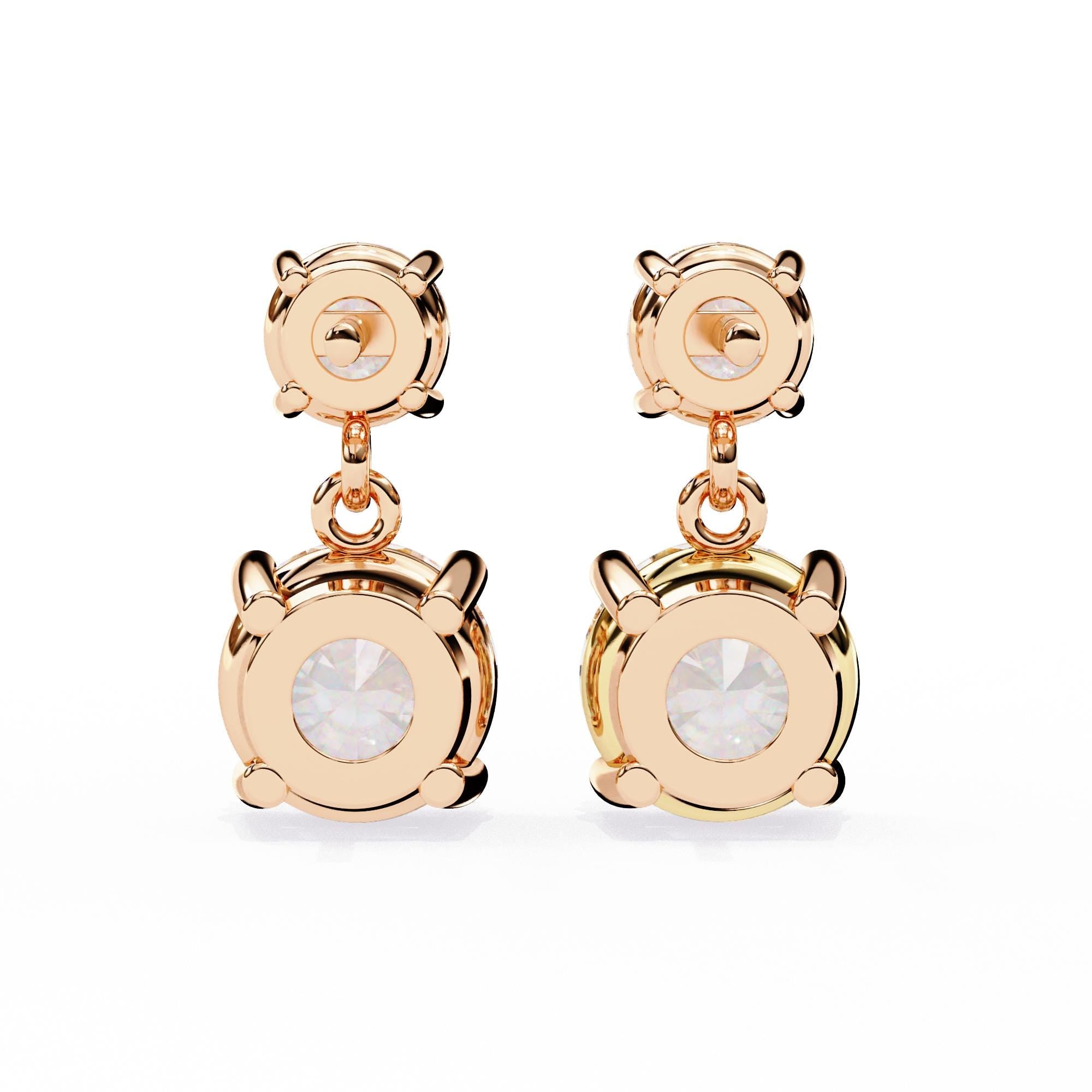 Two Moissanite Dangle Earrings For Women 925 Sterling Silver Push Back Minimalist Dainty Drop Trendy Classic Stud Anniversary Gift For Her