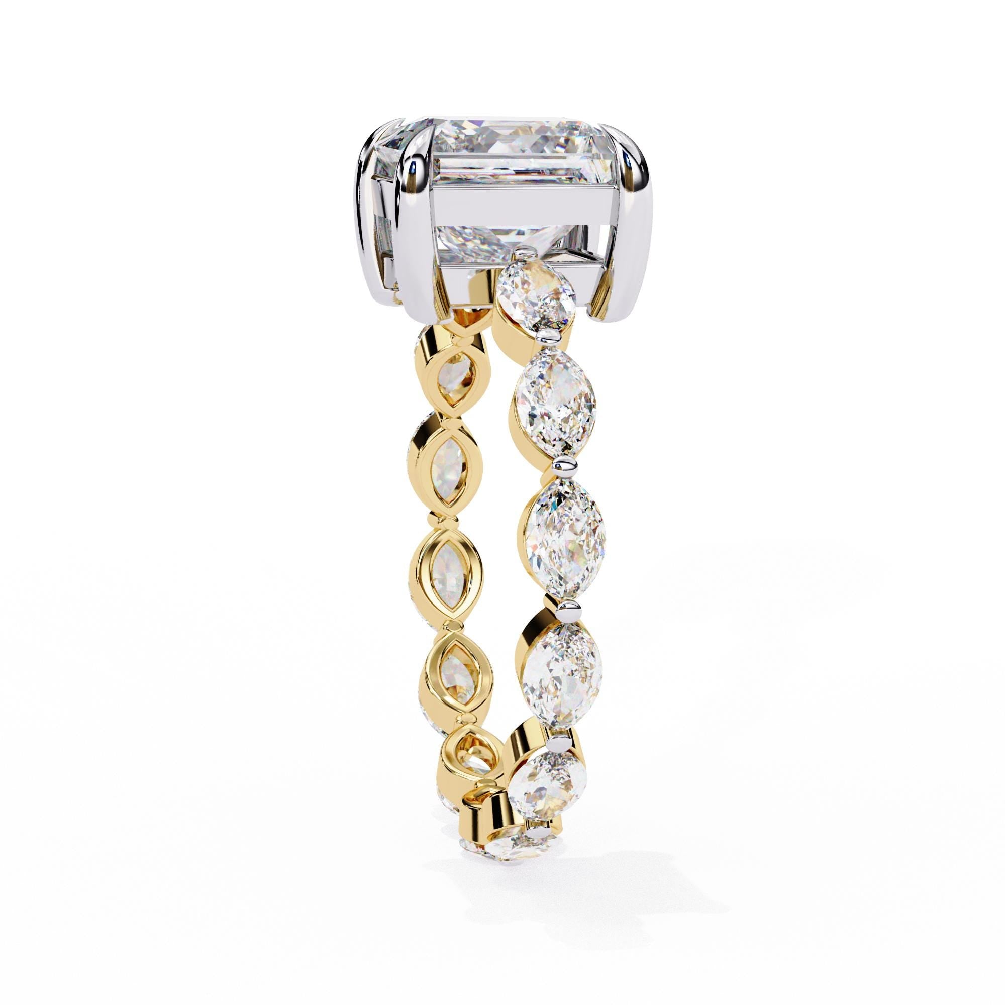 Princess Cut Moissanite Ring Unique Trendy Eternity Marquise 3ct Square Shape Moissanite Multi Shape Prong Set Engagement Ring For Women